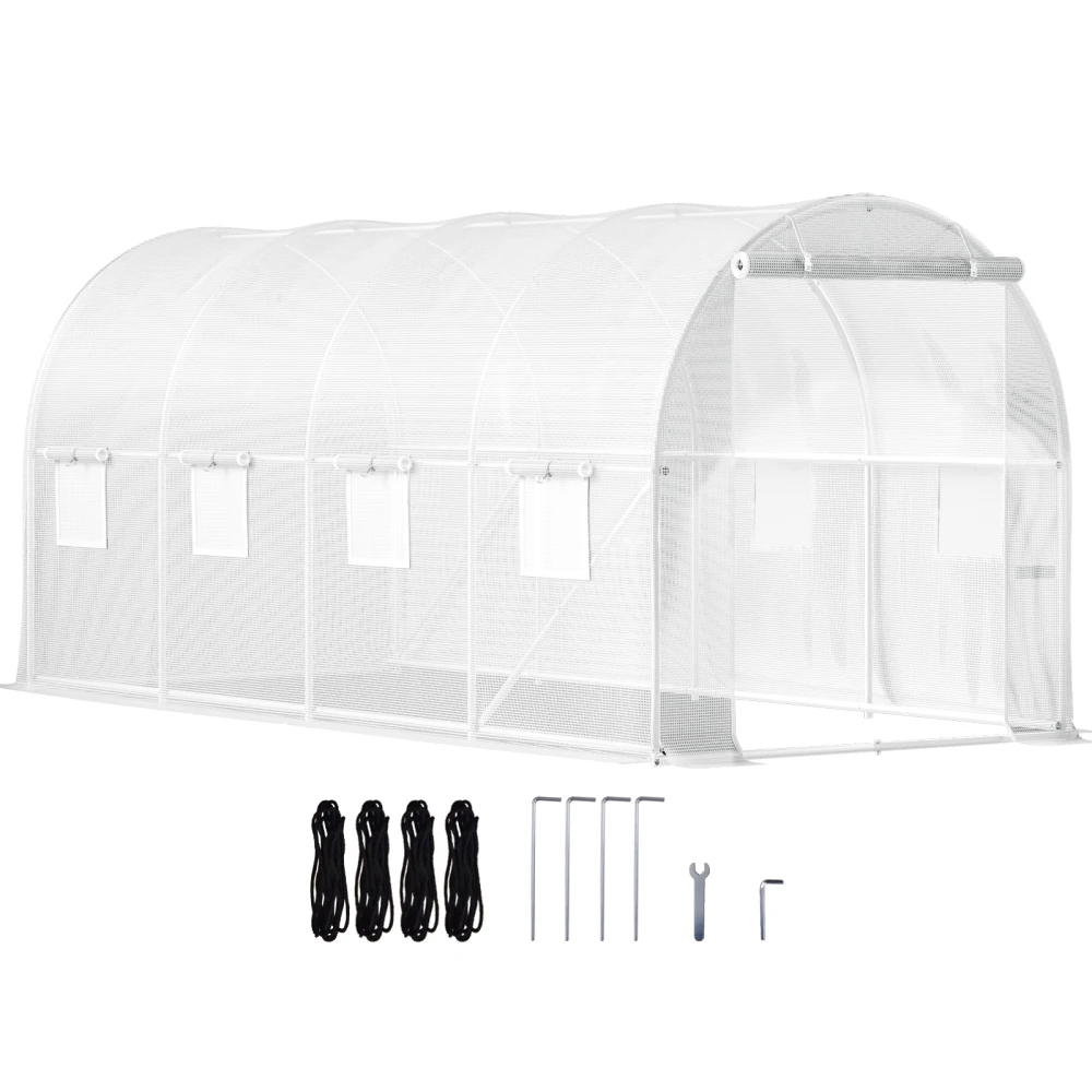 Walk-in Tunnel Greenhouse, 15 x 6.5 x 7 ft Portable Plant Hot House w/ Galvanized Steel Hoops, 1 Top Beam, Diagonal Poles,
Walk-in Tunnel Greenhouse, 15 x 6.5 x 7 ft Portable Plant Hot House w/ Galvanized Steel Hoops, 1 Top Beam, Diagonal Poles,