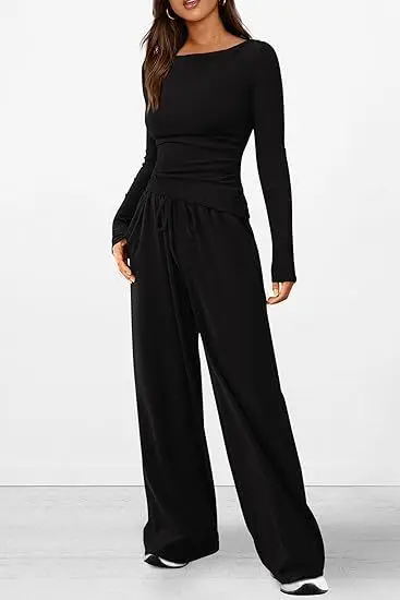 2025 Spring Two-piece Season Casual Suit Asymmetric Long-sleeved T-shirt Wide-leg Pants Casual Wear Sportswear
2025 Spring Two-piece Season Casual Suit Asymmetric Long-sleeved T-shirt Wide-leg Pants Casual Wear Sportswear