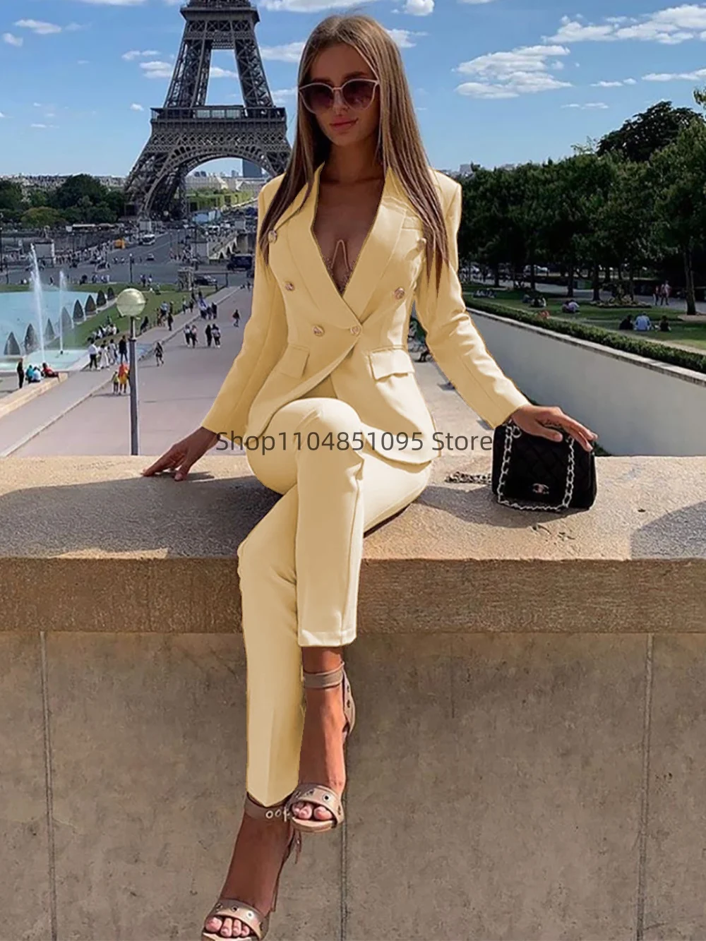 New Elegant Pant Suits Women's Western-Style Beige 2PCS Set Smooths Your Silhouette Through Commuting Casual Women Suits Set
New Elegant Pant Suits Women's Western-Style Beige 2PCS Set Smooths Your Silhouette Through Commuting Casual Women Suits Set