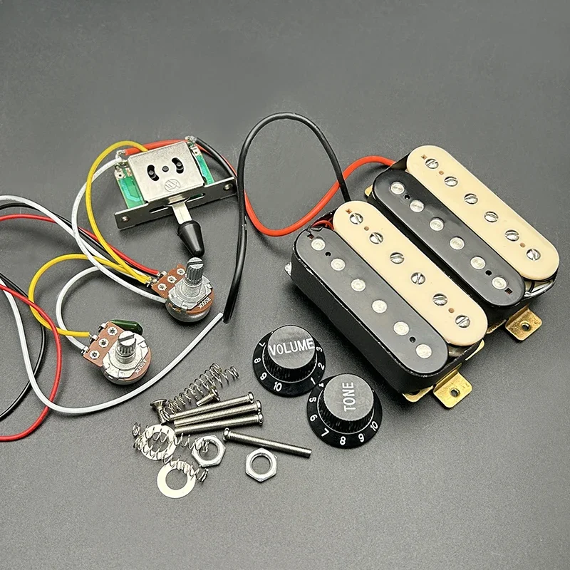 Zebra Guitar HH Humbucker Pickups with 3-way Switch 500K Potentiometer 1T1V Wiring Harness Prewired Black
Zebra Guitar HH Humbucker Pickups with 3-way Switch 500K Potentiometer 1T1V Wiring Harness Prewired Black