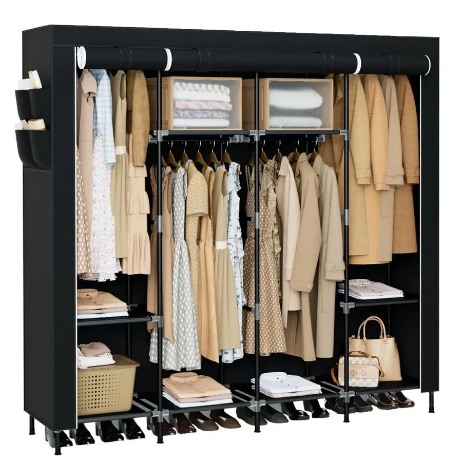Portable Closet, 66.9 Inch Large Capacity Wardrobe Closet with Cover, Clothes Storage Organizer with Shelves and 4 Hanging Rods
Portable Closet, 66.9 Inch Large Capacity Wardrobe Closet with Cover, Clothes Storage Organizer with Shelves and 4 Hanging Rods