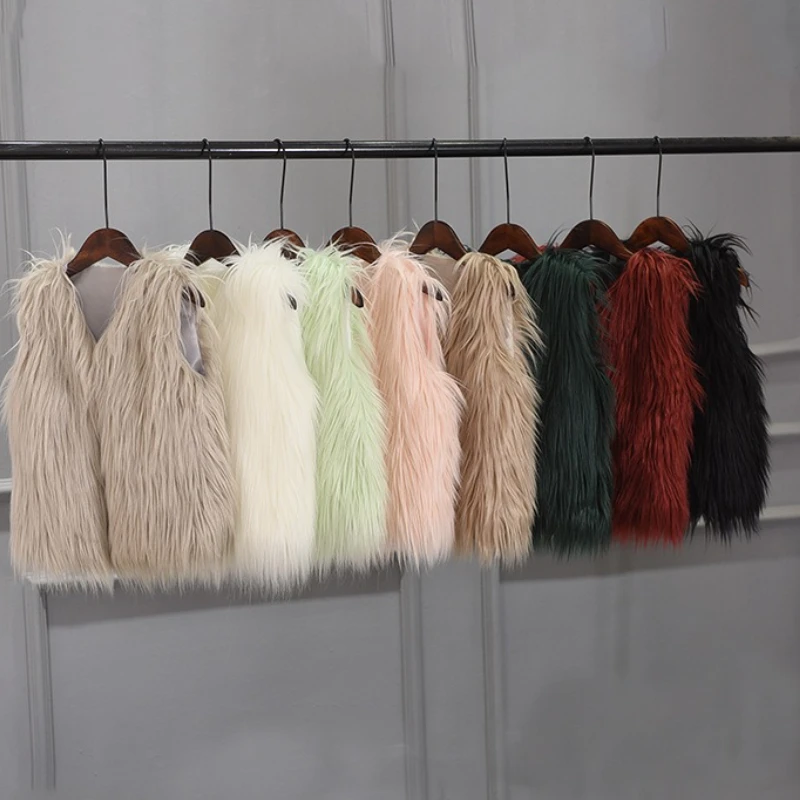 Детские пальто из искусственного меха для девочек, короткое пальто без рукавов с v-образным вырезом, жилеты, толстая теплая уличная одежда Y2k, элегантная открытая строчка, осень-зима 
Детские пальто из искусственного меха для девочек, короткое пальто без рукавов с v-образным вырезом, жилеты, толстая теплая уличная одежда Y2k, элегантная открытая строчка, осень-зима