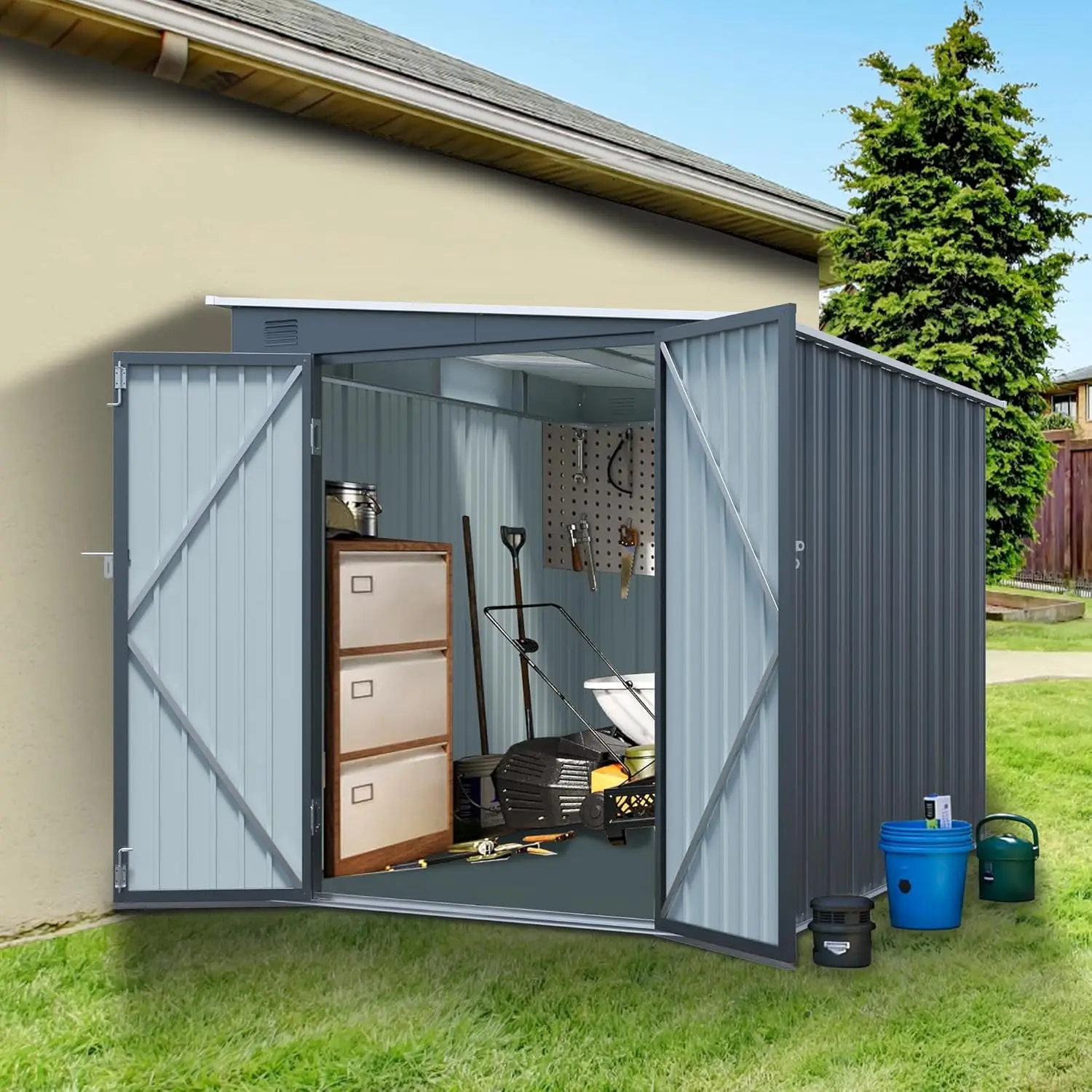 6x8FT Galvanized Steel Outdoor Storage Shed Lockable Double Doors Lean-to PC Roof Tool Bike Patio No Floor Customized
6x8FT Galvanized Steel Outdoor Storage Shed Lockable Double Doors Lean-to PC Roof Tool Bike Patio No Floor Customized