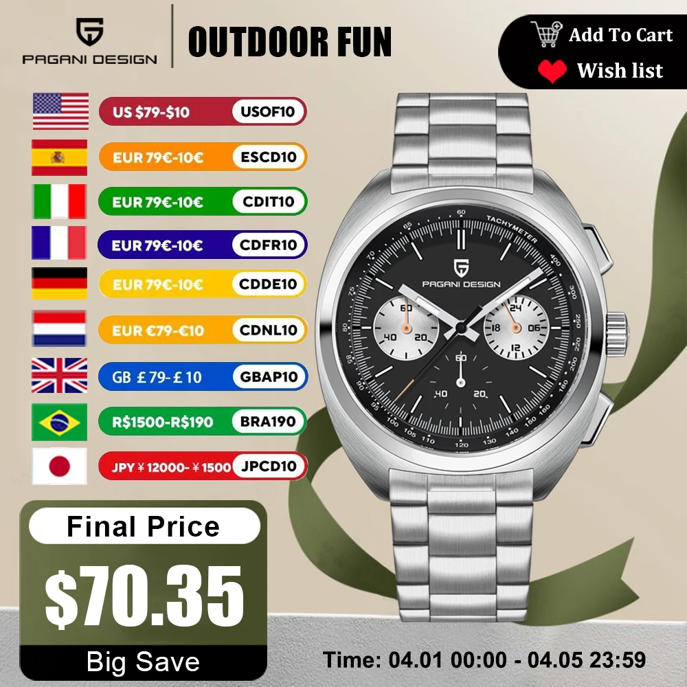 PAGANI DESIGN Men's Watches Luxury Dial Retro Chronograph AR Sapphire Quartz Watch For Men Leather Gift Clock Reloj Hombre 2025
PAGANI DESIGN Men's Watches Luxury Dial Retro Chronograph AR Sapphire Quartz Watch For Men Leather Gift Clock Reloj Hombre 2025