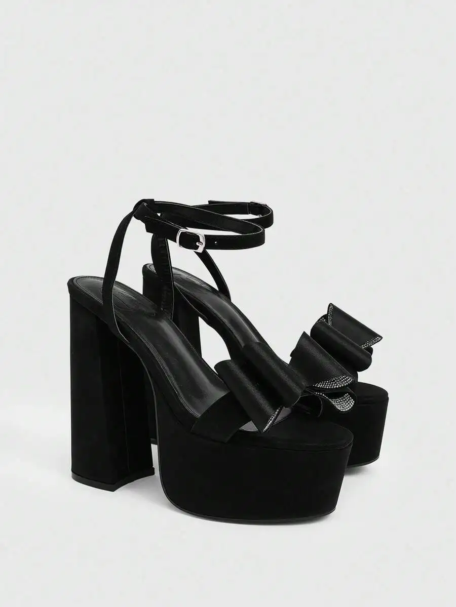 Black Platform Sandals With Big Bow And Ankle Strap High Heel For Women
Black Platform Sandals With Big Bow And Ankle Strap High Heel For Women