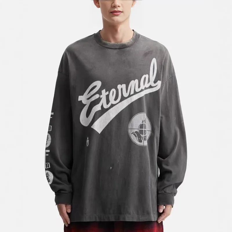 Мужская повседневная хлопковая футболка Eternal FG с длинным рукавом, эффект потертости, свободный крой, для активного отдыха, весенний сезон
Мужская повседневная хлопковая футболка Eternal FG с длинным рукавом, эффект потертости, свободный крой, для активного отдыха, весенний сезон