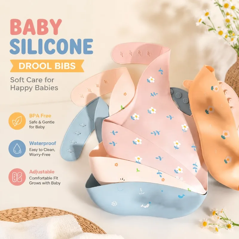 Baby Silicone Bibs BPA Free Waterproof Adjustable Banana Bib with Cartoon Flower Print for Infants
Baby Silicone Bibs BPA Free Waterproof Adjustable Banana Bib with Cartoon Flower Print for Infants