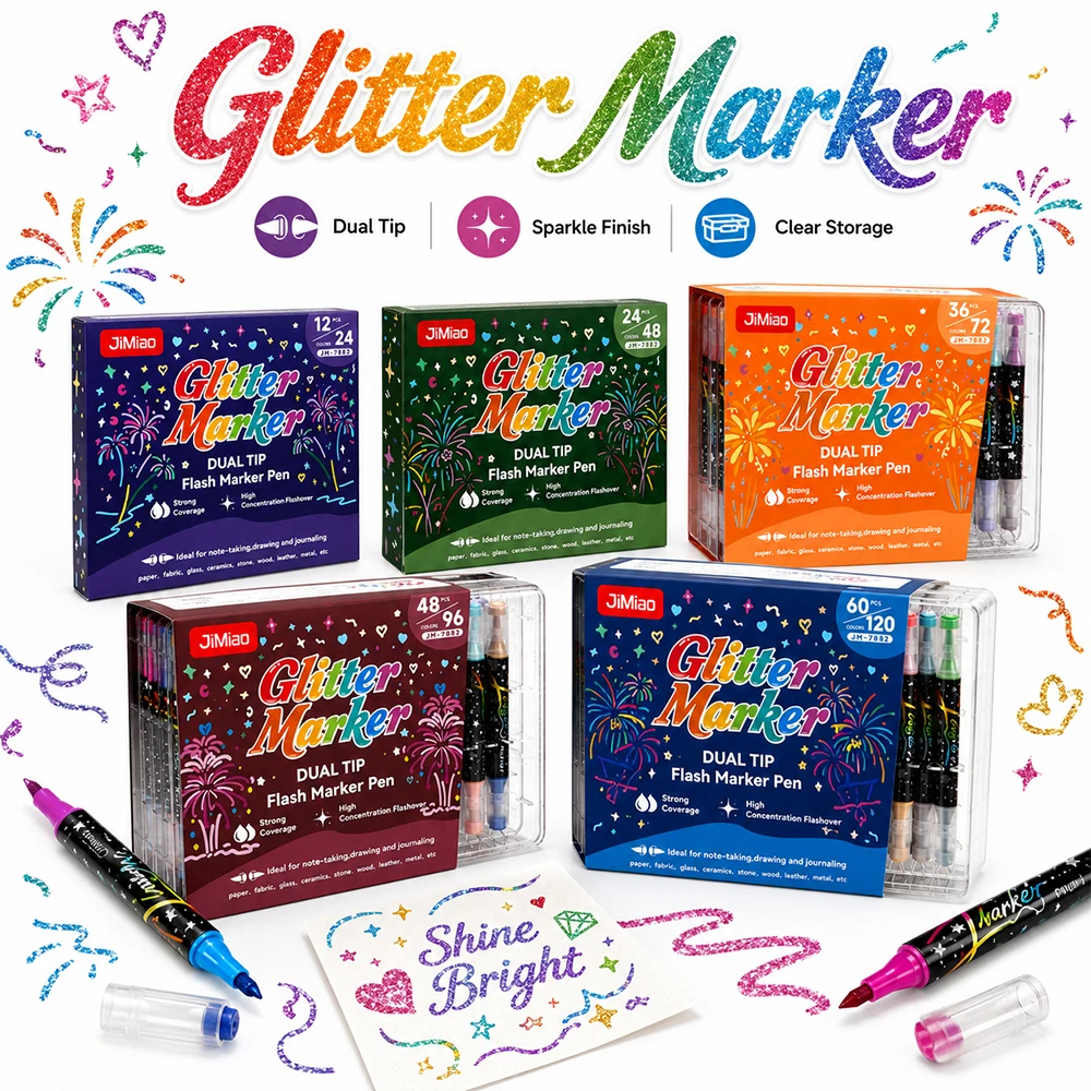 24/48/72/96/120 Colors Glitter Markers Dual Brush Tip Exquisite Journaling Painting Illustration DIY Craft Glass Metal Art Tools
24/48/72/96/120 Colors Glitter Markers Dual Brush Tip Exquisite Journaling Painting Illustration DIY Craft Glass Metal Art Tools