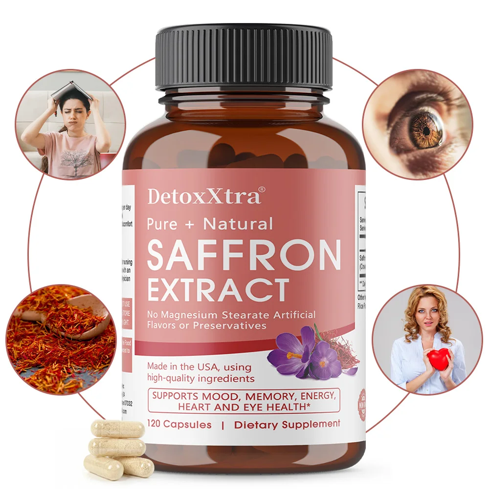 Natural Saffron Supplement Mood | Focus | Vision | Energy Support, Male and Female Eye Health, Non GMO - 120 Capsules
Natural Saffron Supplement Mood | Focus | Vision | Energy Support, Male and Female Eye Health, Non GMO - 120 Capsules