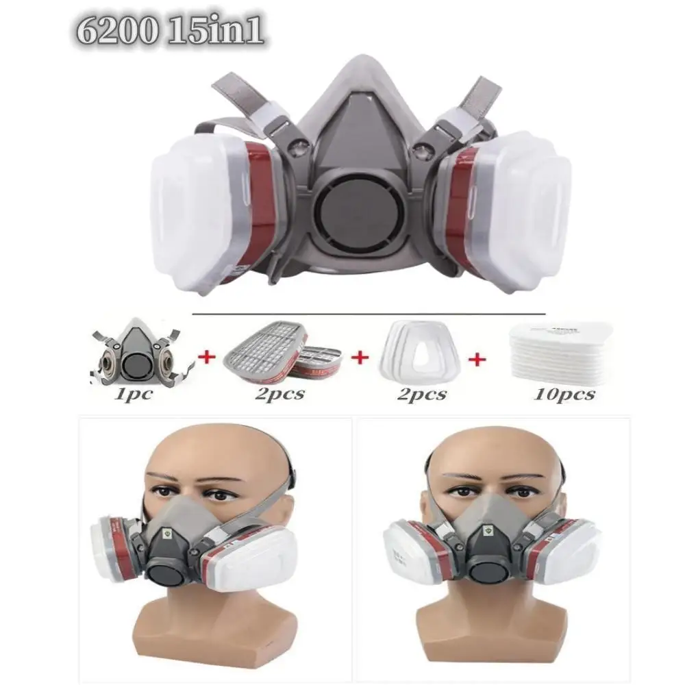 6200 gas mask 7-in-1/16-in-1 reusable half face mask with filter, suitable for painting, welding, woodworking, and organic vapor
6200 gas mask 7-in-1/16-in-1 reusable half face mask with filter, suitable for painting, welding, woodworking, and organic vapor