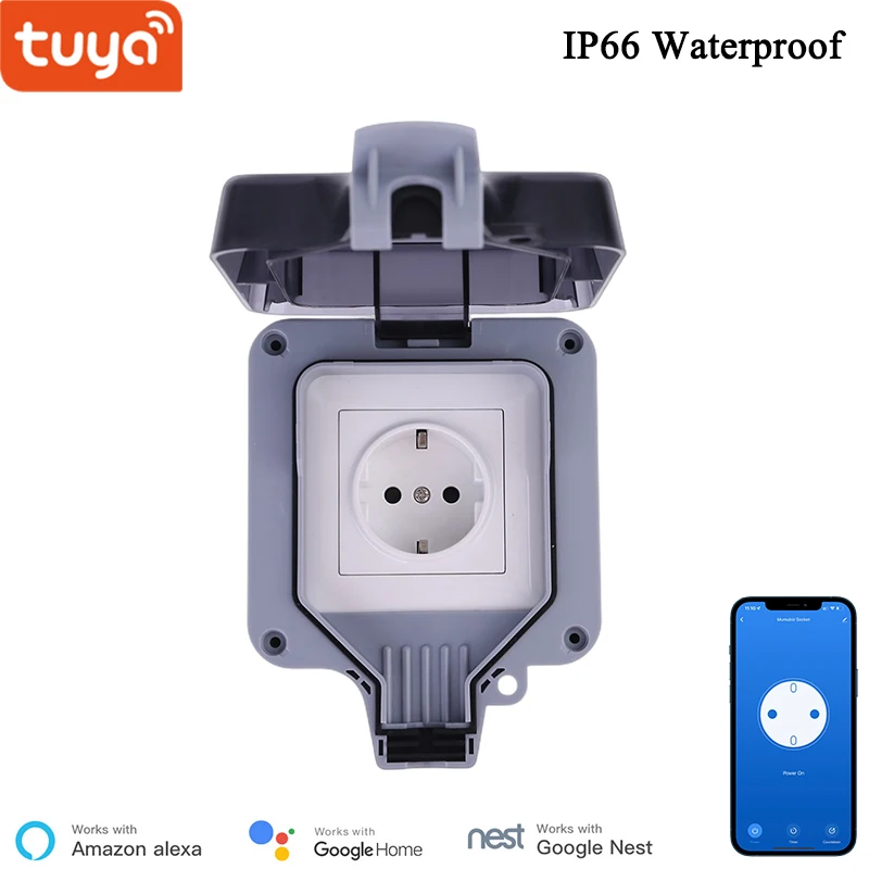 Tuya Smart Waterproof Plug IP66 Outdoor WiFi Outlet 16A APP Wireless Control Intelligent Smart Home Control Alexa Compatible
Tuya Smart Waterproof Plug IP66 Outdoor WiFi Outlet 16A APP Wireless Control Intelligent Smart Home Control Alexa Compatible