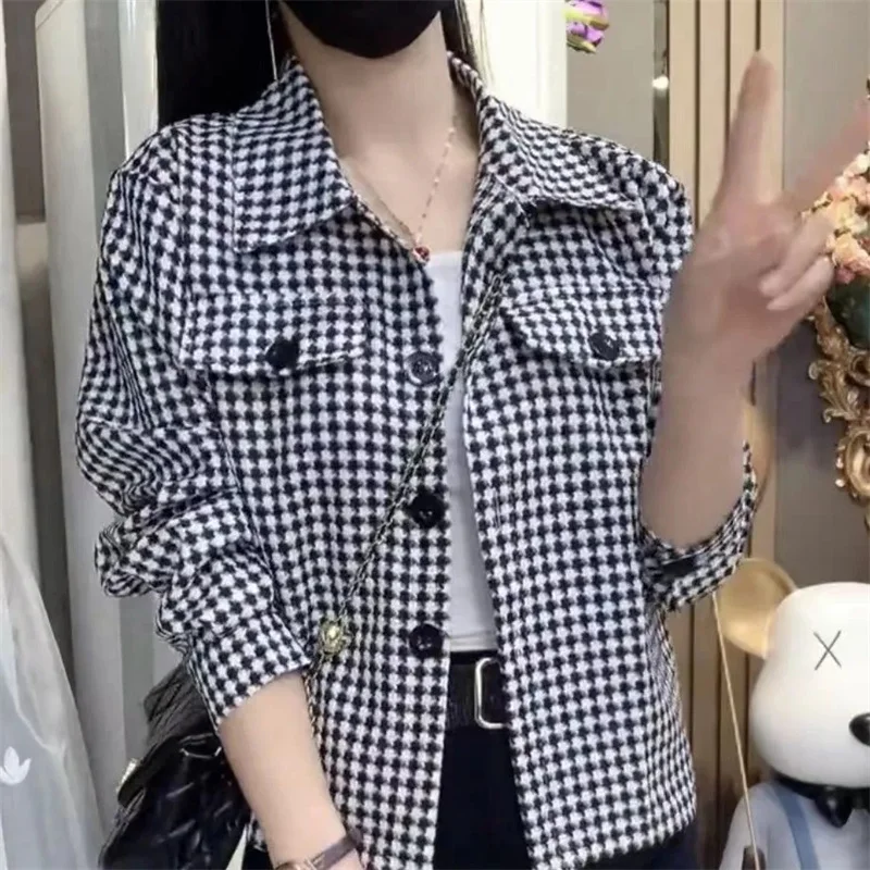 Korean Women Long Sleeves Cardigan Outwear 2025 Femme Patchwork Top Coat Spring Autumn Ladies Leisure Thousand Bird Grid Jacket
Korean Women Long Sleeves Cardigan Outwear 2025 Femme Patchwork Top Coat Spring Autumn Ladies Leisure Thousand Bird Grid Jacket