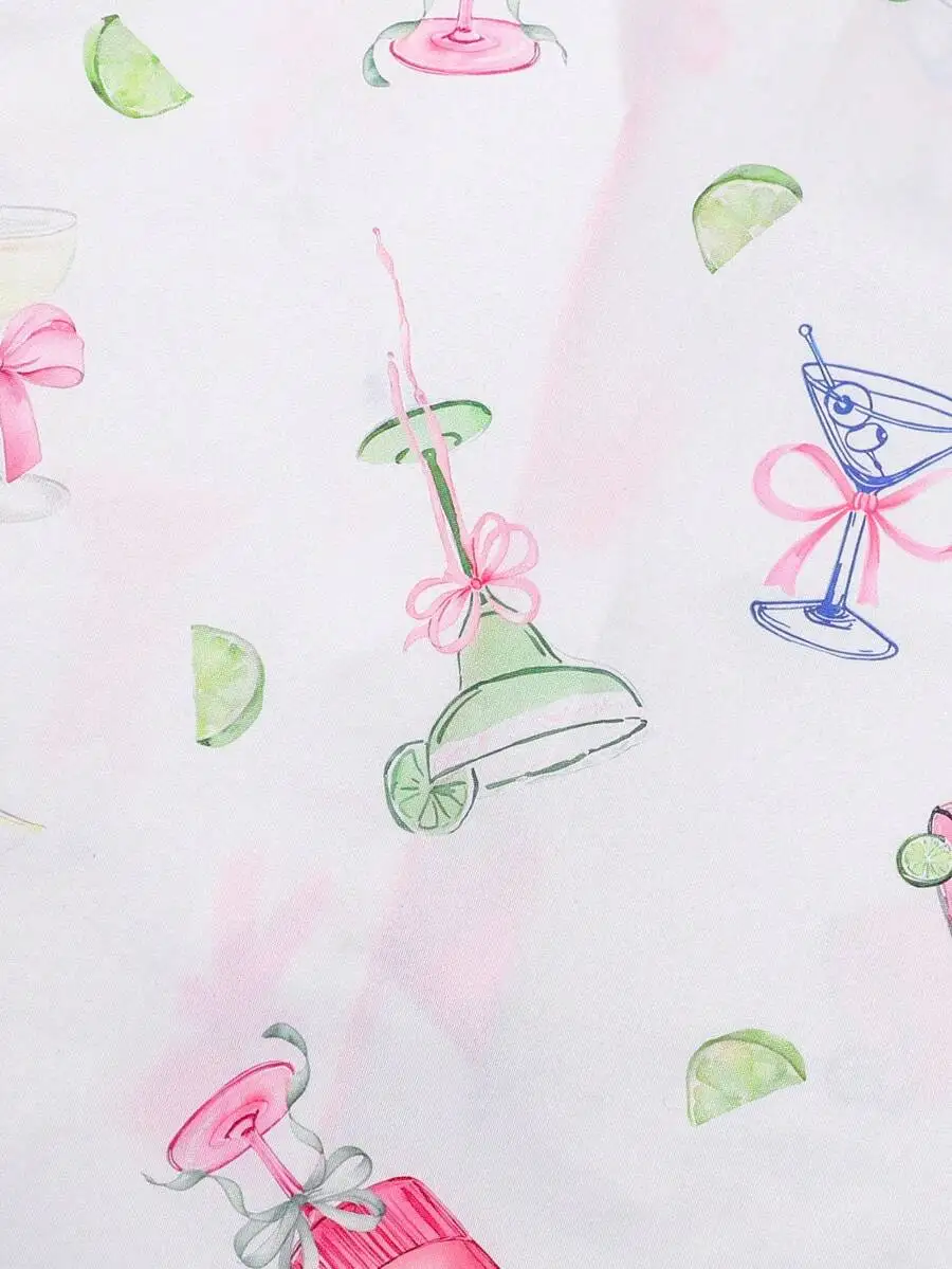 Women Summer Wineglass Print Pajamas Set Short Sleeve Collared Top Elastic Waist Shorts Loungewear
Women Summer Wineglass Print Pajamas Set Short Sleeve Collared Top Elastic Waist Shorts Loungewear