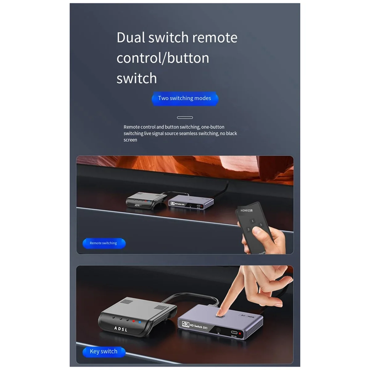 The Switch is HDMI-Compatible Three-in and One-Out, Two Computer Game Consoles Share One Monitor 4K Screen Cutter
The Switch is HDMI-Compatible Three-in and One-Out, Two Computer Game Consoles Share One Monitor 4K Screen Cutter