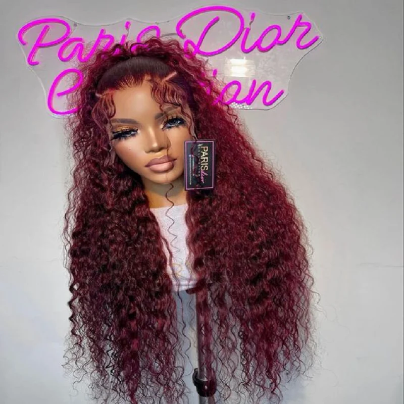 180Density 26inch Wine Red Glueless Long Kinky Curly Deep Lace Front Wig For Women With Baby Hair Preplucked Daily
180Density 26inch Wine Red Glueless Long Kinky Curly Deep Lace Front Wig For Women With Baby Hair Preplucked Daily