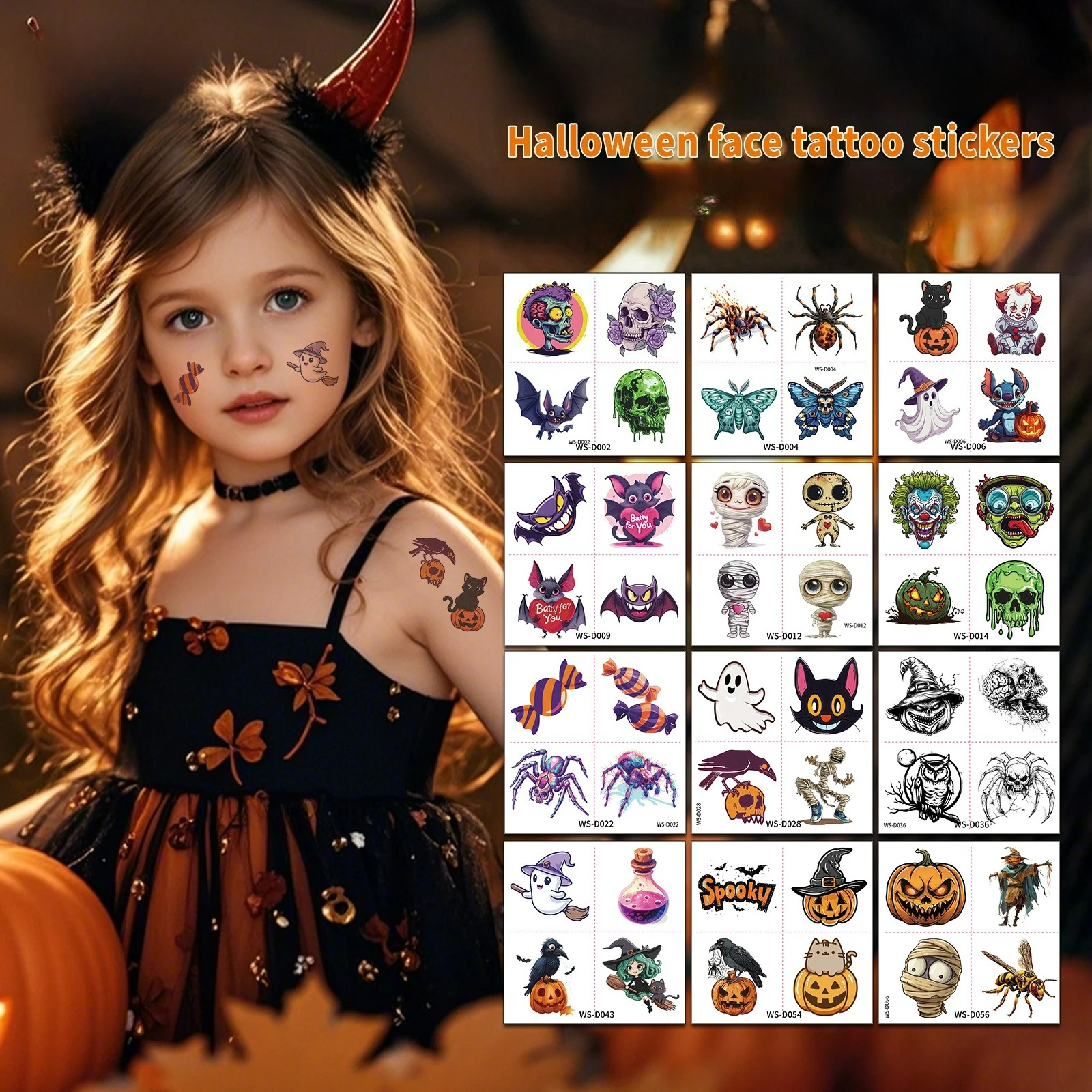 New Halloween cartoon tattoo sticker face children's waterproof Temporary tattoo stickers
New Halloween cartoon tattoo sticker face children's waterproof Temporary tattoo stickers
