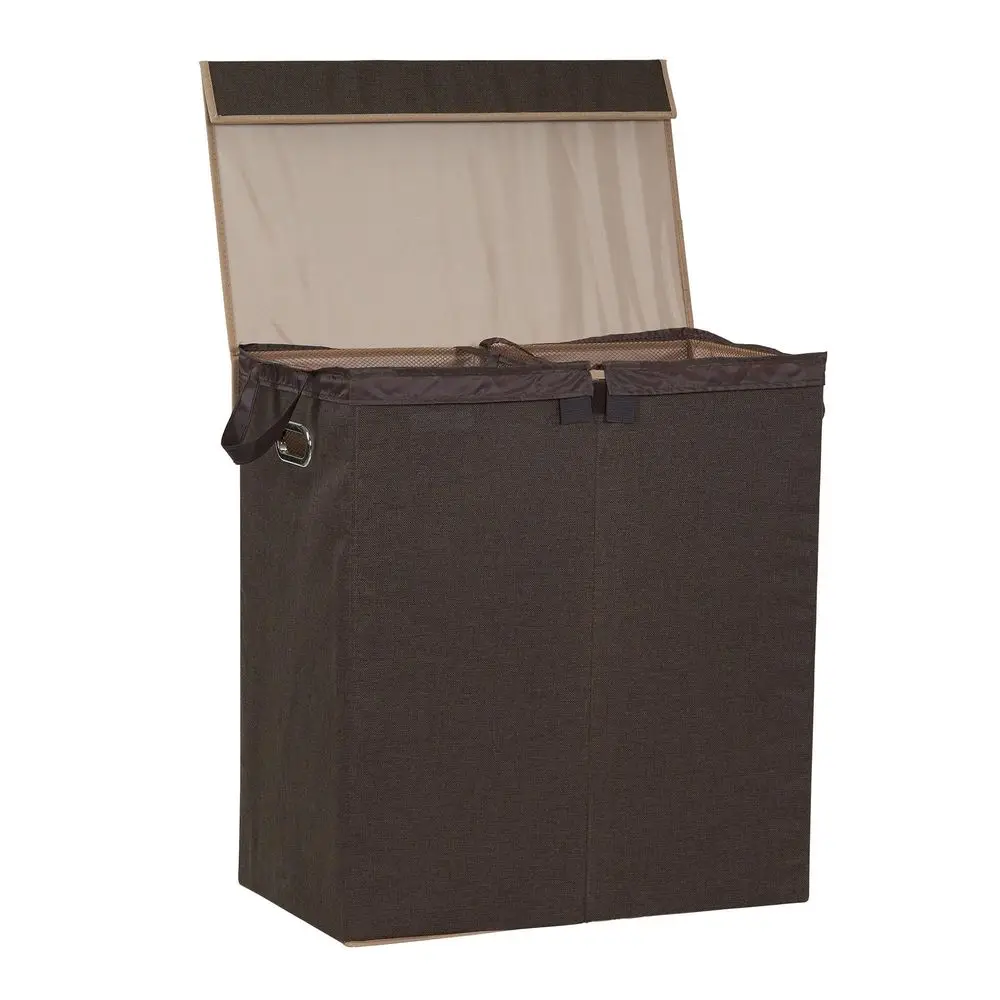 Double Laundry Hamper with Lid, Two Compartments for Easy Sorting with Removable Liner, Collapsible, Brown Linen 5614
Double Laundry Hamper with Lid, Two Compartments for Easy Sorting with Removable Liner, Collapsible, Brown Linen 5614