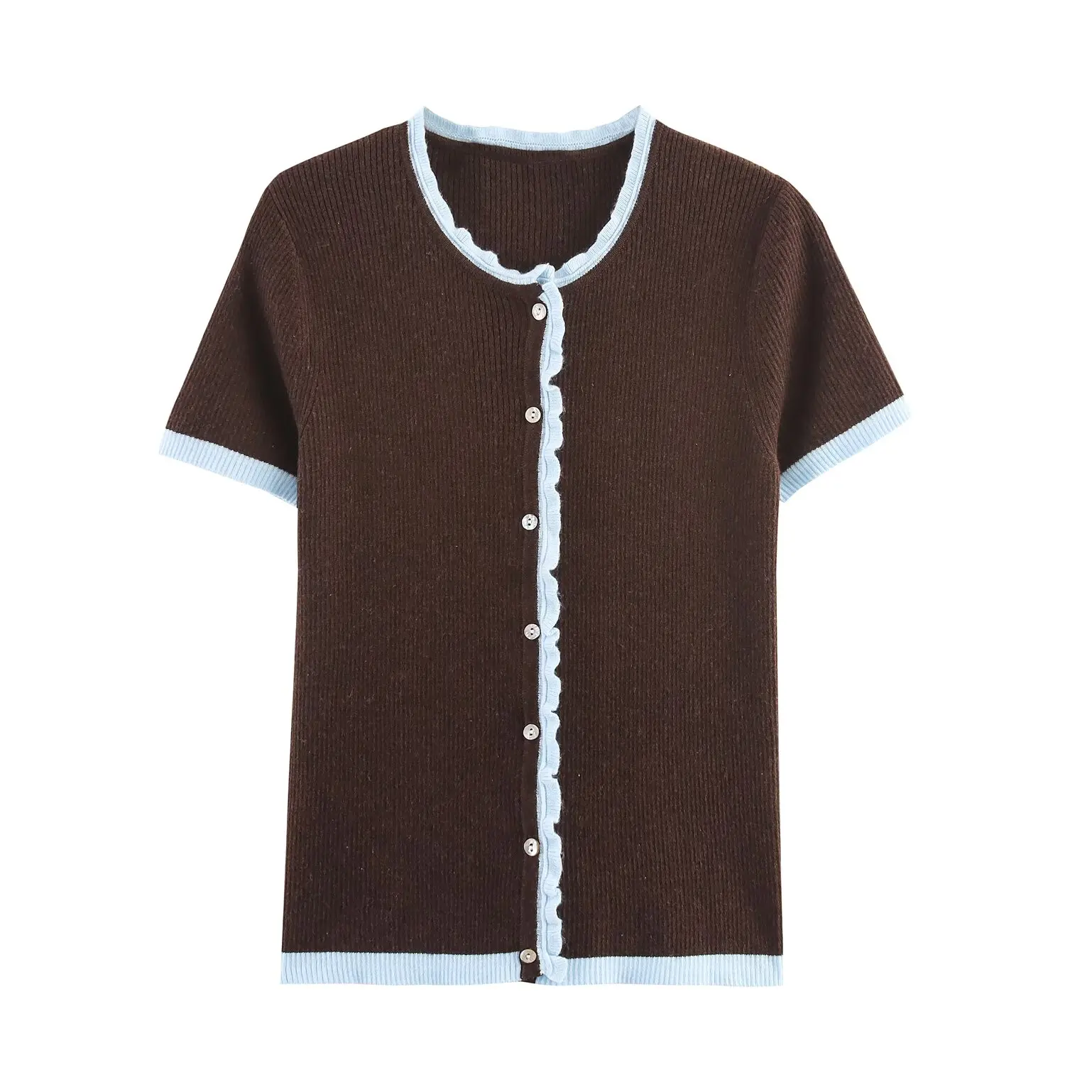 Topenomi Contrast Color Knitted Cardigan Women Summer Short Sleeve Single Breasted Sweater Coat Fashion Slim Fit Crop Top Sueter
Topenomi Contrast Color Knitted Cardigan Women Summer Short Sleeve Single Breasted Sweater Coat Fashion Slim Fit Crop Top Sueter