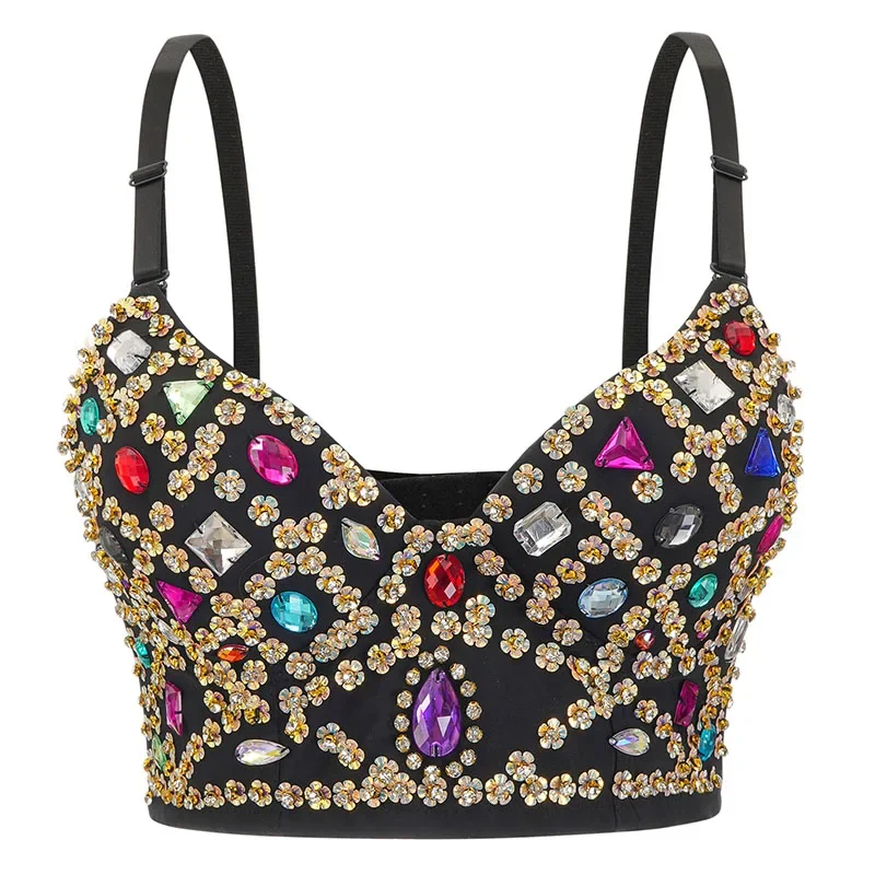 Разноцветные стразы и цветочные блестки Rave Rock Club Party Bralette Crop Top Push Up Сексуальный бюстгальтер Роскошный бюстгальтер для женщин
Разноцветные стразы и цветочные блестки Rave Rock Club Party Bralette Crop Top Push Up Сексуальный бюстгальтер Роскошный бюстгальтер для женщин
