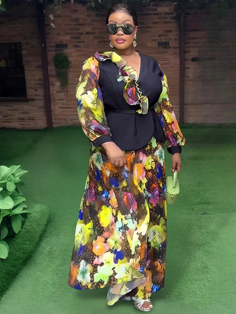 Elegant Women Two Piece Set Clothing Dashiki Print V-neck Long Sleeve Tops And Skirt Suit Ankara Outfits Party Evening Dresses
Elegant Women Two Piece Set Clothing Dashiki Print V-neck Long Sleeve Tops And Skirt Suit Ankara Outfits Party Evening Dresses