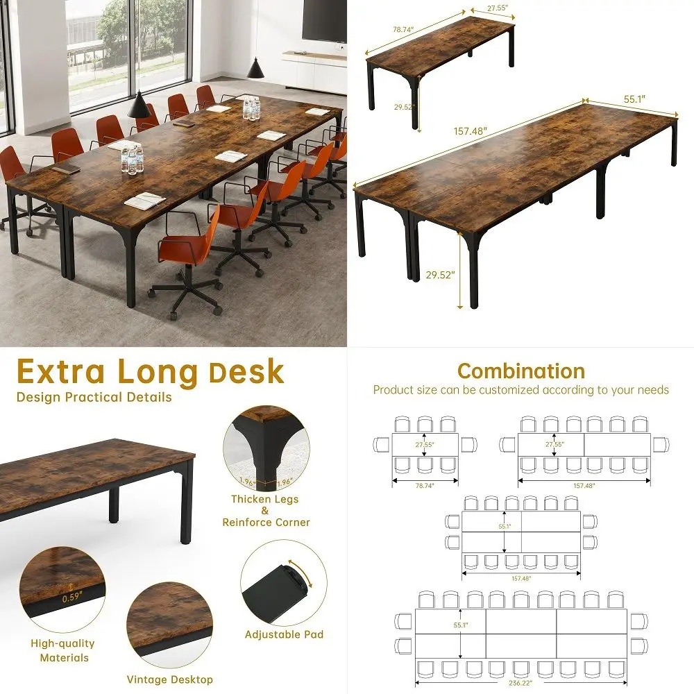 7FT Conference Table for 68 People, Large Rectangular Meeting Table, Modern Seminar Table for Office Meeting Conference Room, B
7FT Conference Table for 68 People, Large Rectangular Meeting Table, Modern Seminar Table for Office Meeting Conference Room, B