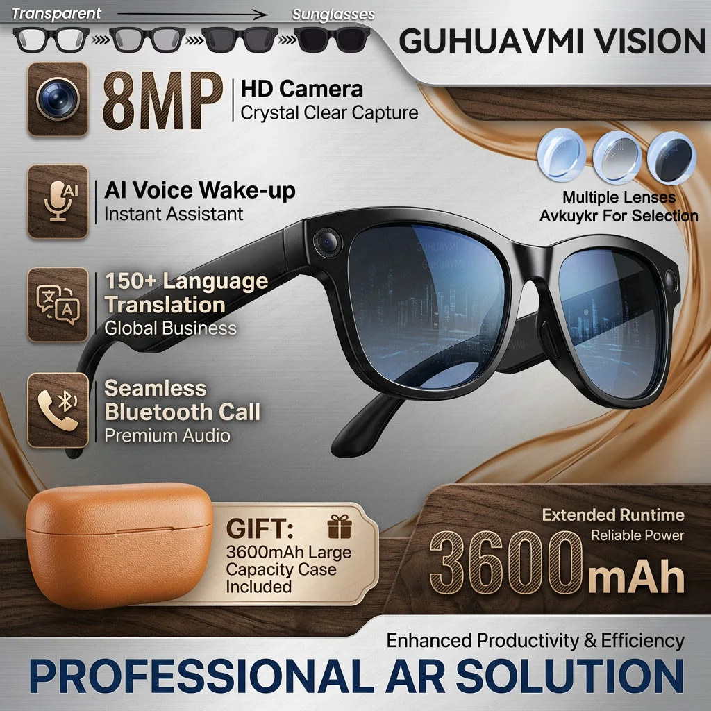 2026 AI Smart Glasses With 8MP Camera AI Voice Contorl Photo Recognition Shooting Video 150+Translation Photochromic Glasses Men
2026 AI Smart Glasses With 8MP Camera AI Voice Contorl Photo Recognition Shooting Video 150+Translation Photochromic Glasses Men