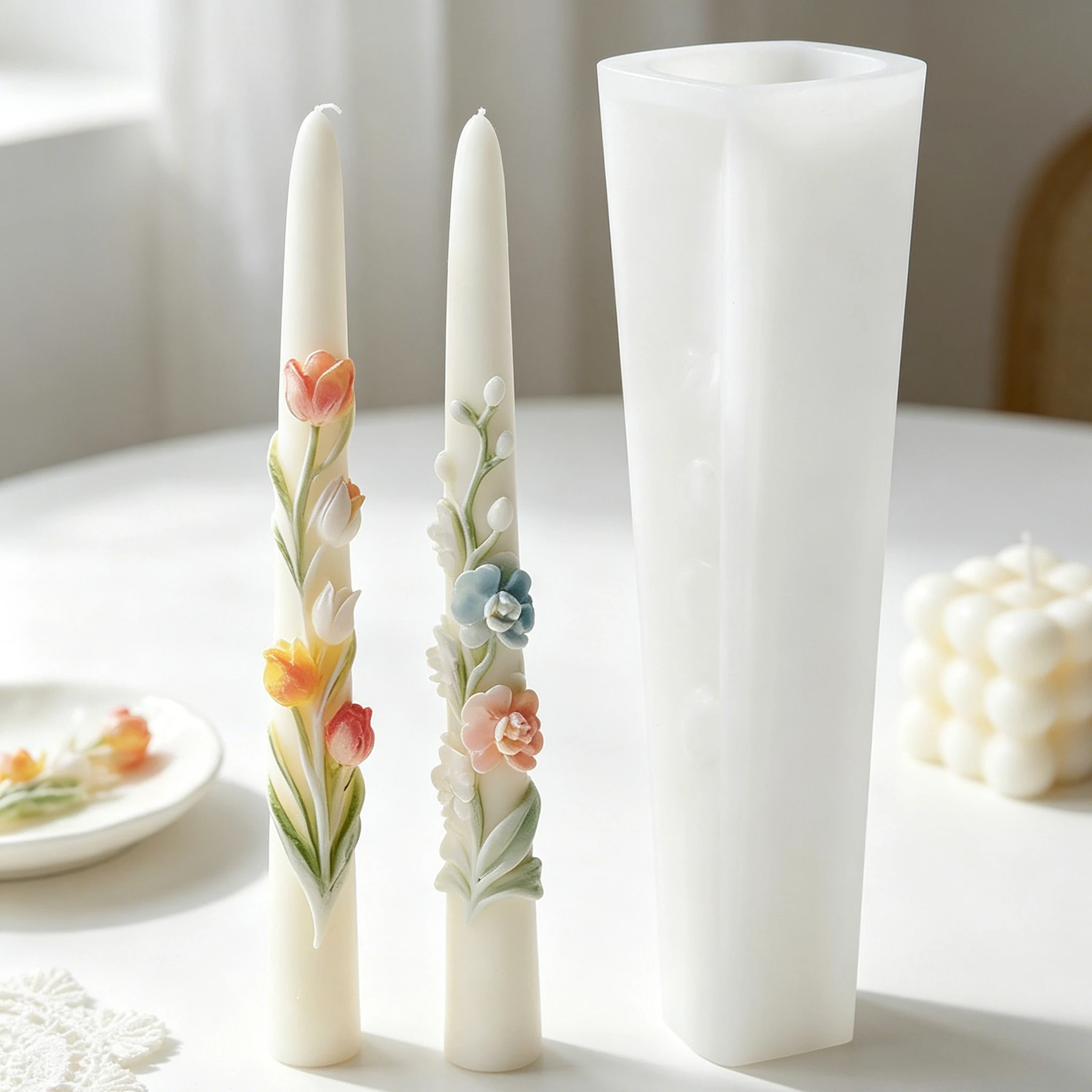 3D Long Stem Daisy Floral Cylinder Candle Silicone Mold DIY for Plaster Wax Resin Candle Holder Home Decor Gift
3D Long Stem Daisy Floral Cylinder Candle Silicone Mold DIY for Plaster Wax Resin Candle Holder Home Decor Gift