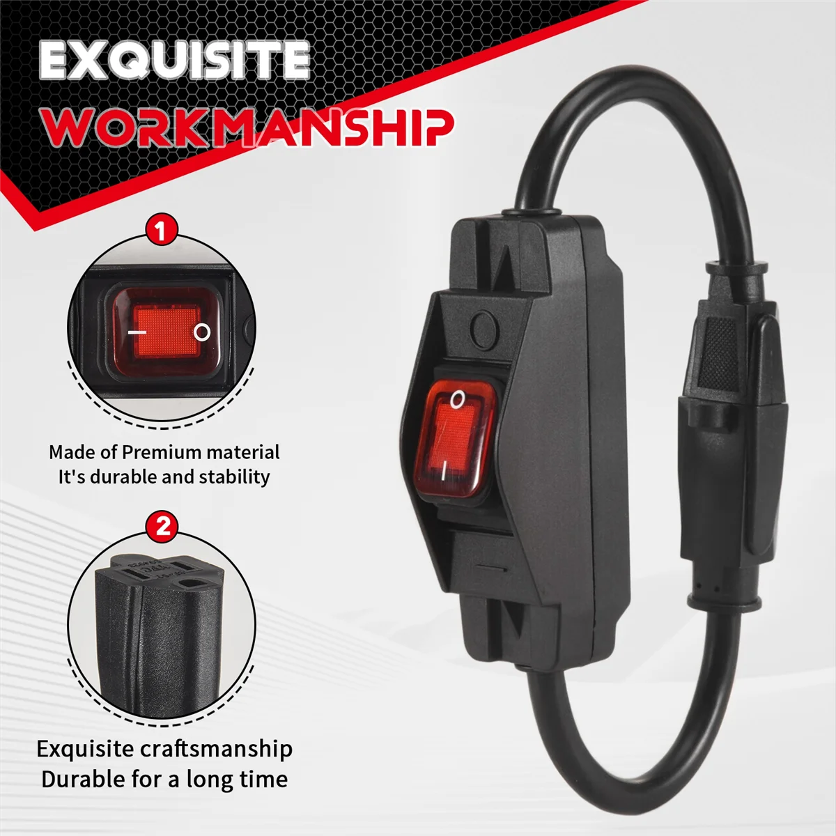 Удлинитель KEKA 3 с водонепроницаемым переключателем, сверхпрочный удлинитель мощностью 1875 Вт с переключателем, 14AWG, 1,5 фута, 1 шт. в упаковке, вилка стандарта США
Удлинитель KEKA 3 с водонепроницаемым переключателем, сверхпрочный удлинитель мощностью 1875 Вт с переключателем, 14AWG, 1,5 фута, 1 шт. в упаковке, вилка стандарта США