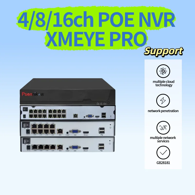 NVR Video Recorder 4k Ultra HD POE NVR Onvif H.265 Face Detection 4CH 8CH 16CH Network Security Surveillance IP Camera Xmeye
NVR Video Recorder 4k Ultra HD POE NVR Onvif H.265 Face Detection 4CH 8CH 16CH Network Security Surveillance IP Camera Xmeye