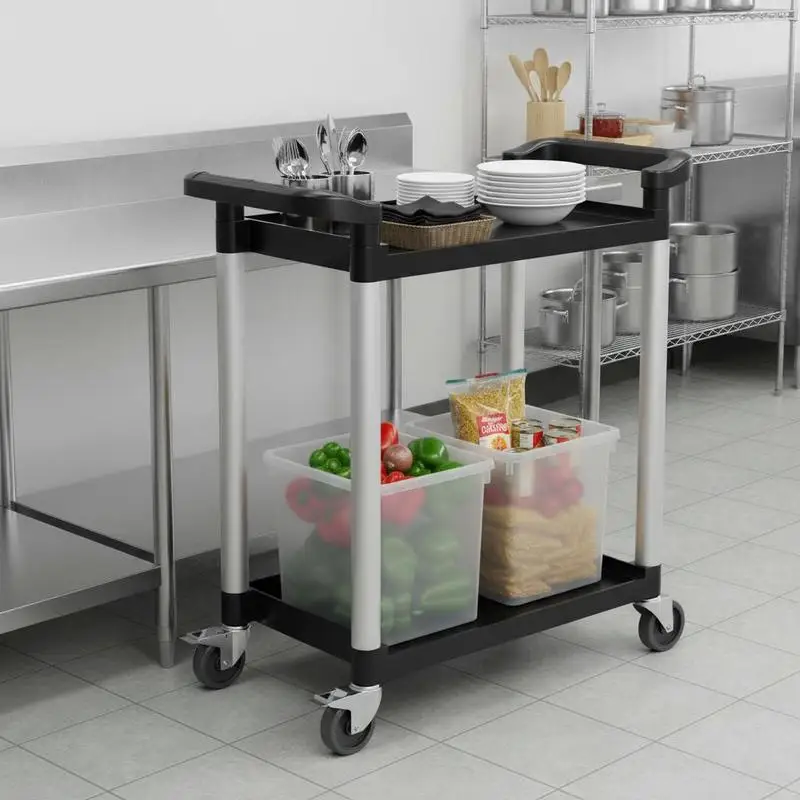 Plastic Rolling Trolley 24.4 x 16.1-inch For Warehouse Office Restaurant, 300 lbs Capacity 360° Swivel Wheels Dual Tier Storage Organizer Brakes Included
Plastic Rolling Trolley 24.4 x 16.1-inch For Warehouse Office Restaurant, 300 lbs Capacity 360° Swivel Wheels Dual Tier Storage Organizer Brakes Included