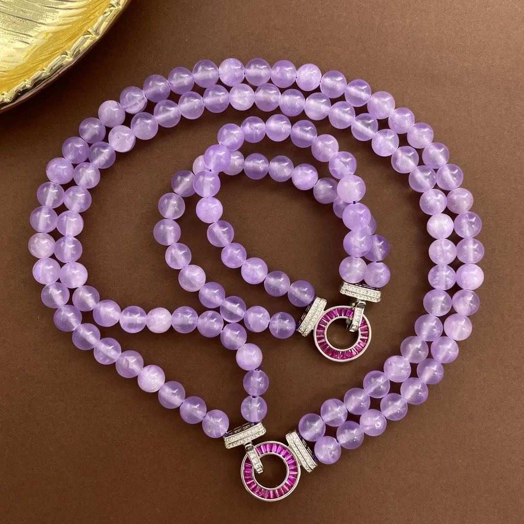 Vintage antique violet necklace double stacked original niche design 8mm bead string collarbone chain female
Vintage antique violet necklace double stacked original niche design 8mm bead string collarbone chain female