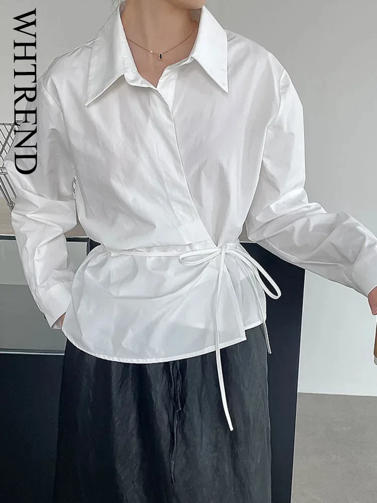 WHTREND Designer Waist-Tie Shirt For Women Turn-Down Collar Long Sleeves Single-Breasted Blouses Autumn New Office Lady WH1102
WHTREND Designer Waist-Tie Shirt For Women Turn-Down Collar Long Sleeves Single-Breasted Blouses Autumn New Office Lady WH1102