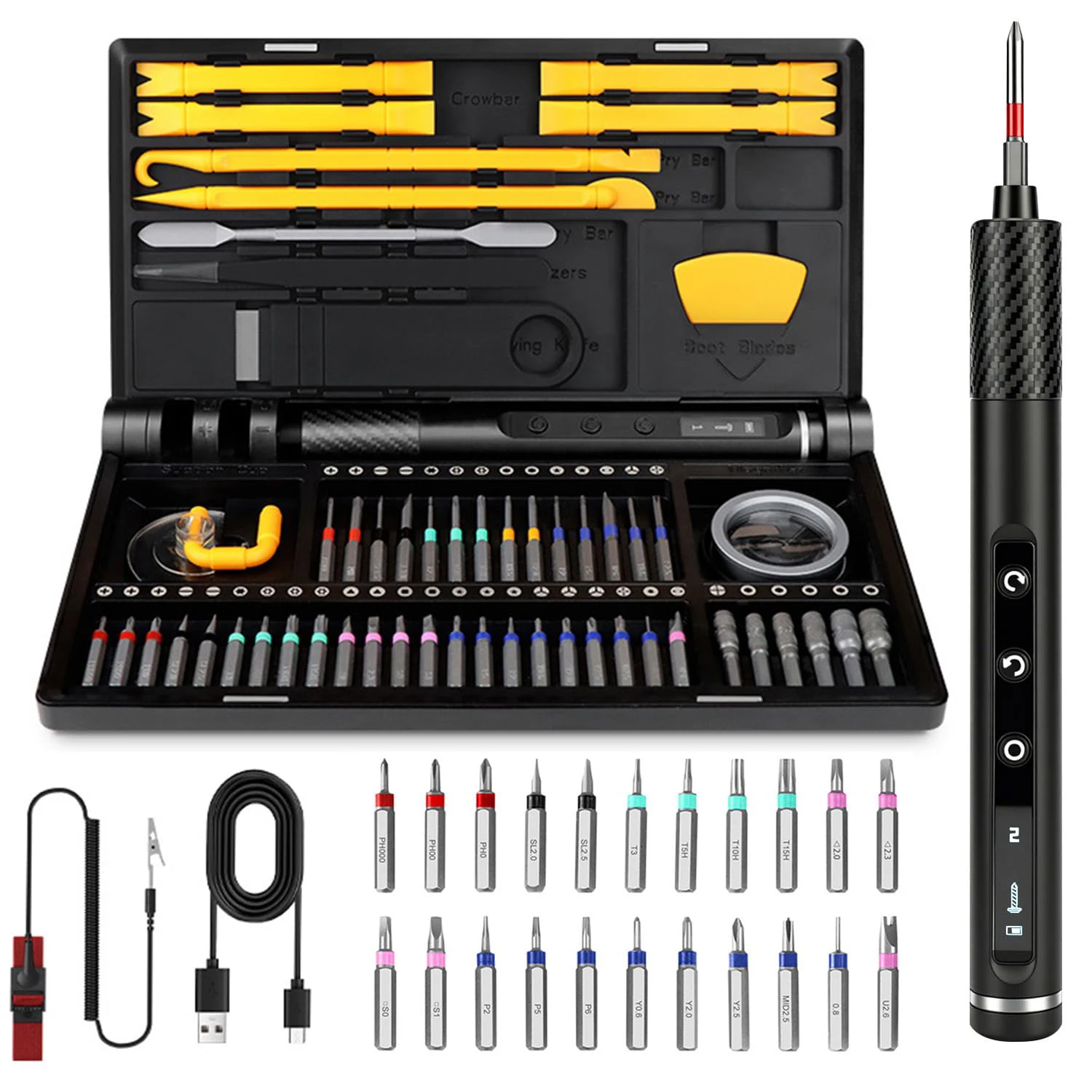 Mini Precision Electric Screwdriver Set with 42 Magnetic Bits Cordless Screwdriver 5 Torque Settings LED Light Power Tool Set
Mini Precision Electric Screwdriver Set with 42 Magnetic Bits Cordless Screwdriver 5 Torque Settings LED Light Power Tool Set