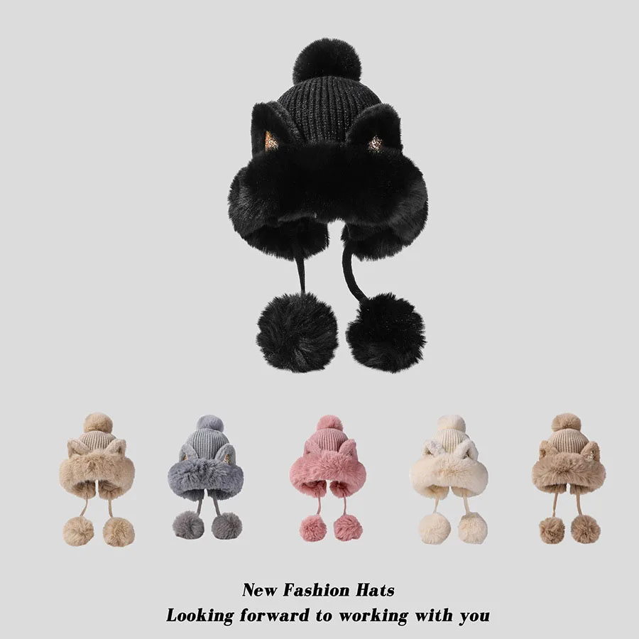 New Winter Warm Knitted Beanies for Women Outdoor Super Warm Fleece Girls Fashion Cute Cat Ears with Fluffy Balls Dropshoping
New Winter Warm Knitted Beanies for Women Outdoor Super Warm Fleece Girls Fashion Cute Cat Ears with Fluffy Balls Dropshoping