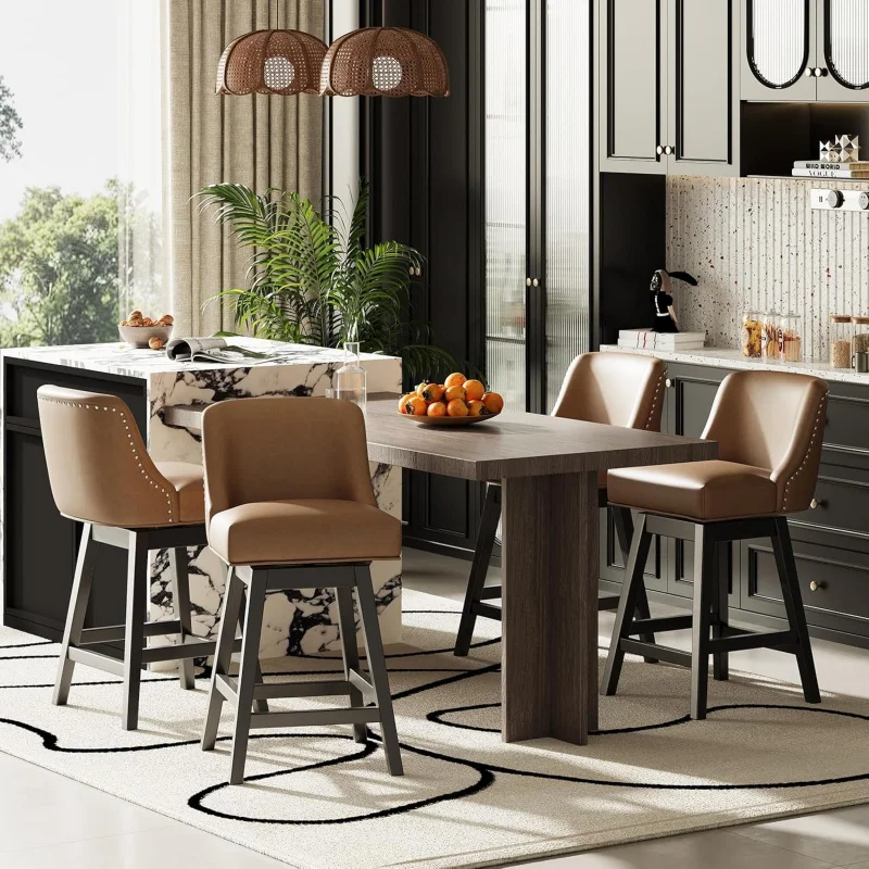 Set of 4 Swivel Bar Stools, 27 Counter Height, Padded, Solid Wood, Upholstered Brown Stools Kitchen Island
Set of 4 Swivel Bar Stools, 27 Counter Height, Padded, Solid Wood, Upholstered Brown Stools Kitchen Island