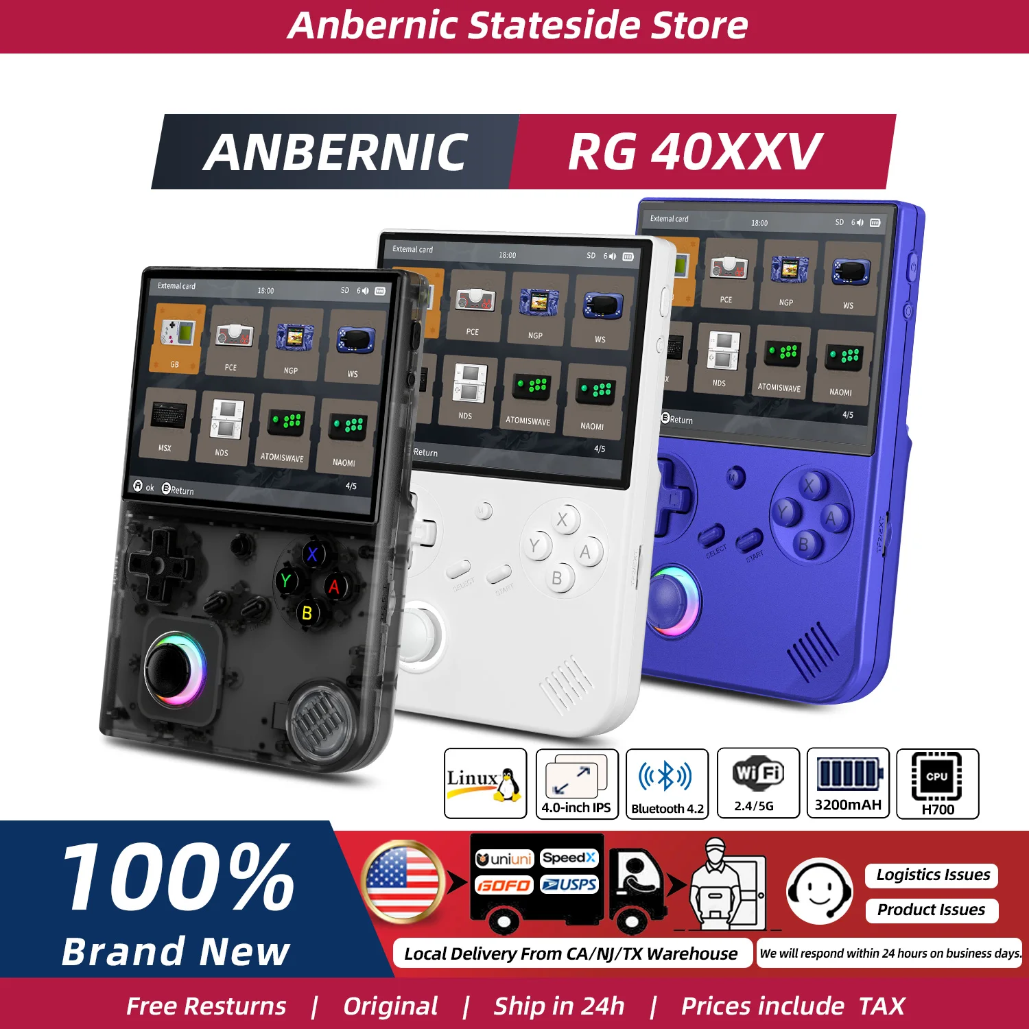 ANBERNIC RG40XX V Retro Handheld Game Console 4'' IPS Screen 64GB Preloaded Games 4753+ Linux System 5G WiFi HDMI Bluetooth 4.2 RGB Lighting Portable Gaming
ANBERNIC RG40XX V Retro Handheld Game Console 4'' IPS Screen 64GB Preloaded Games 4753+ Linux System 5G WiFi HDMI Bluetooth 4.2 RGB Lighting Portable Gaming