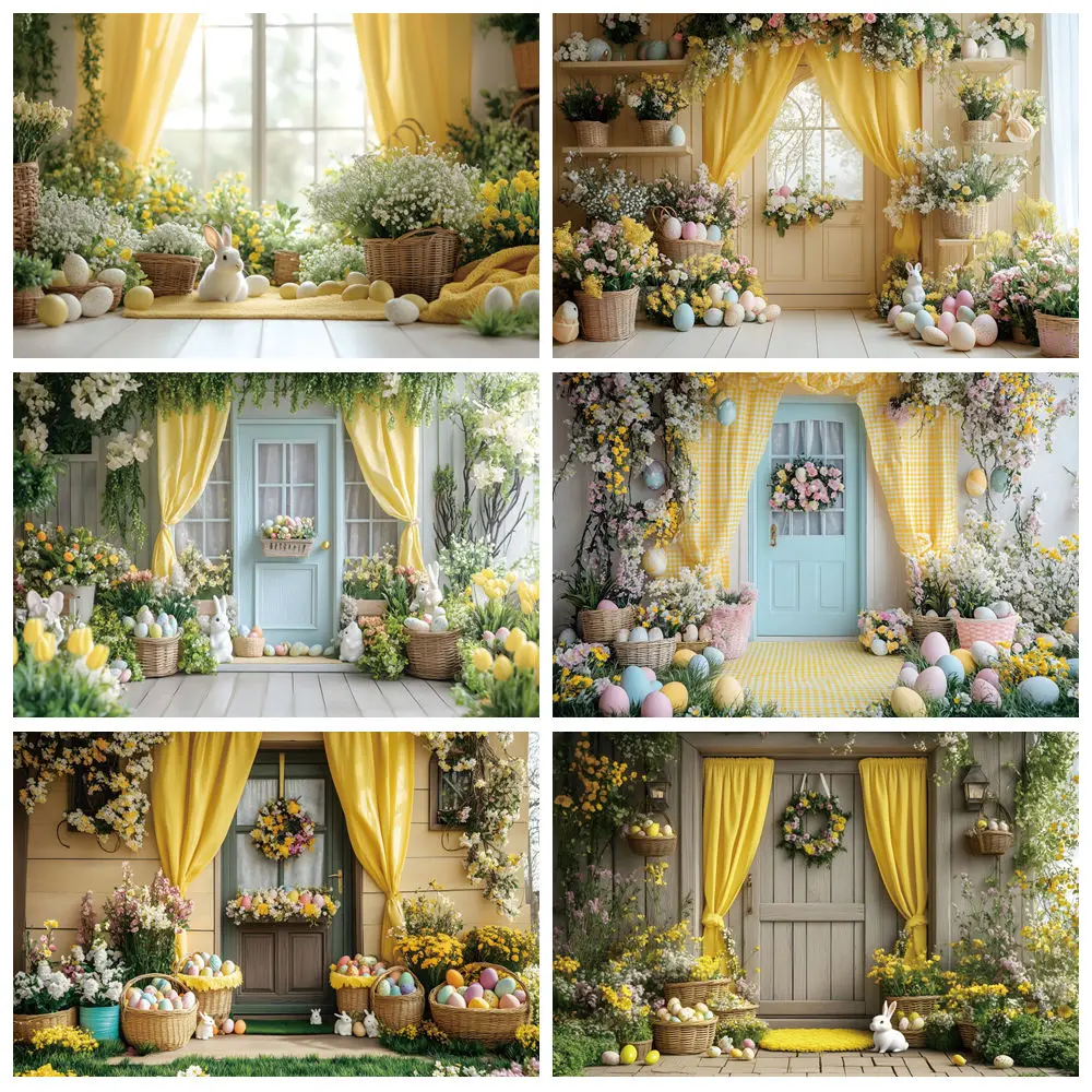 Spring Easter Photography Background Yellow Curtains Wooden Door Flowers Eggs Bunny Kids Birthday Party Photocall Backdrop Decor
Spring Easter Photography Background Yellow Curtains Wooden Door Flowers Eggs Bunny Kids Birthday Party Photocall Backdrop Decor
