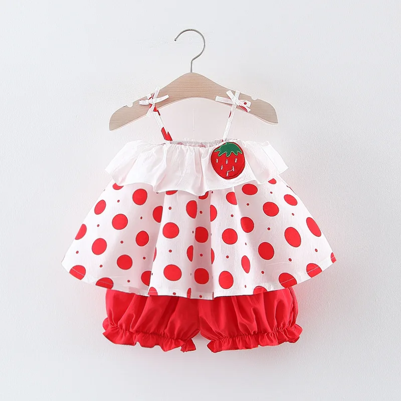 2Pc/Set Baby Girl Set Summer Cotton Polka Dot Strawberry Suspender Top Shorts Baby Sets Cartoon Cute Beach Baby Girl Clothing
2Pc/Set Baby Girl Set Summer Cotton Polka Dot Strawberry Suspender Top Shorts Baby Sets Cartoon Cute Beach Baby Girl Clothing