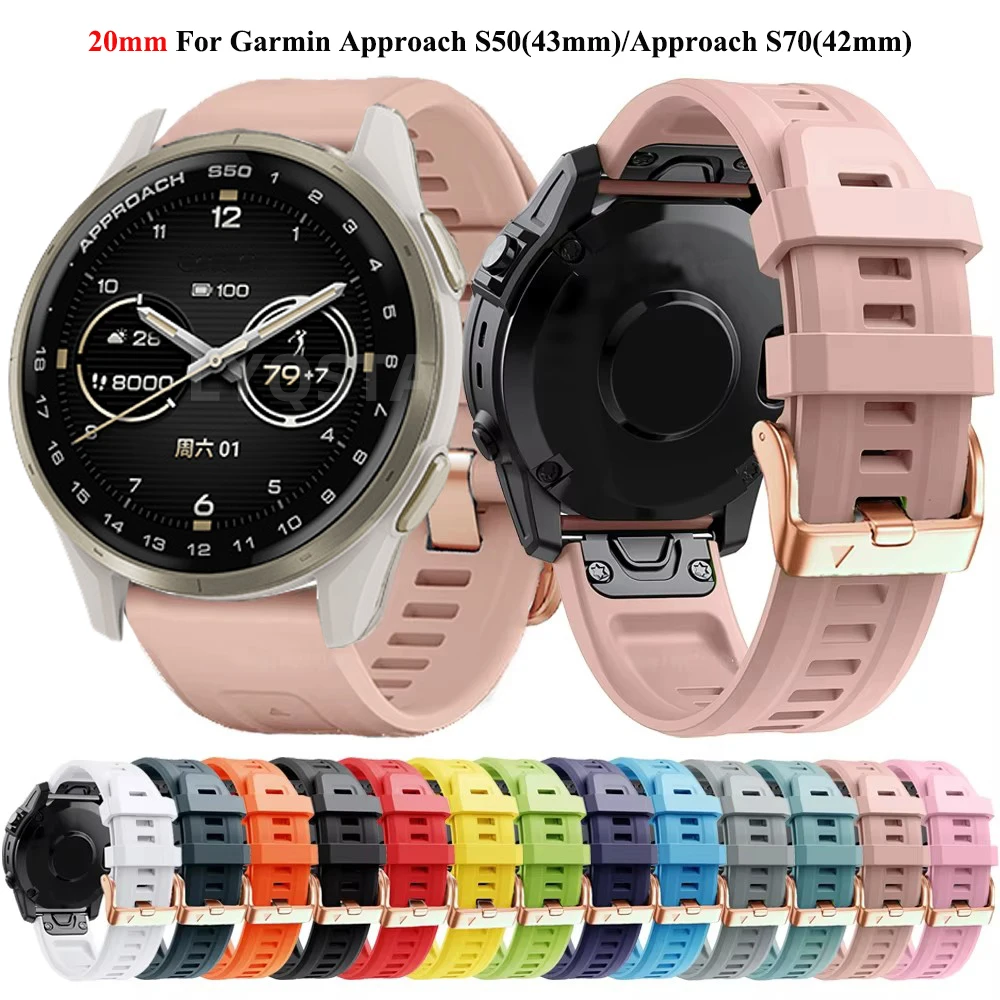 20mm Silicone Quick Release Watchband For Garmin Approach S50 S70(42mm)Fenix 8 43mm 7S 6S 5S Bracelet Smart Wristband Accessorie
20mm Silicone Quick Release Watchband For Garmin Approach S50 S70(42mm)Fenix 8 43mm 7S 6S 5S Bracelet Smart Wristband Accessorie