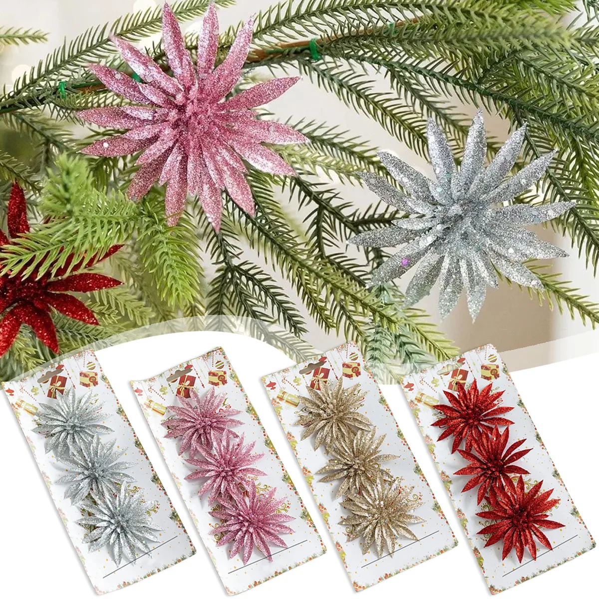 3PCS/Set Glitter Artificial Christmas Flowers Merry Christmas Decorations Xmas Tree Ornaments for 2026 New Year Gift Navidad
3PCS/Set Glitter Artificial Christmas Flowers Merry Christmas Decorations Xmas Tree Ornaments for 2026 New Year Gift Navidad