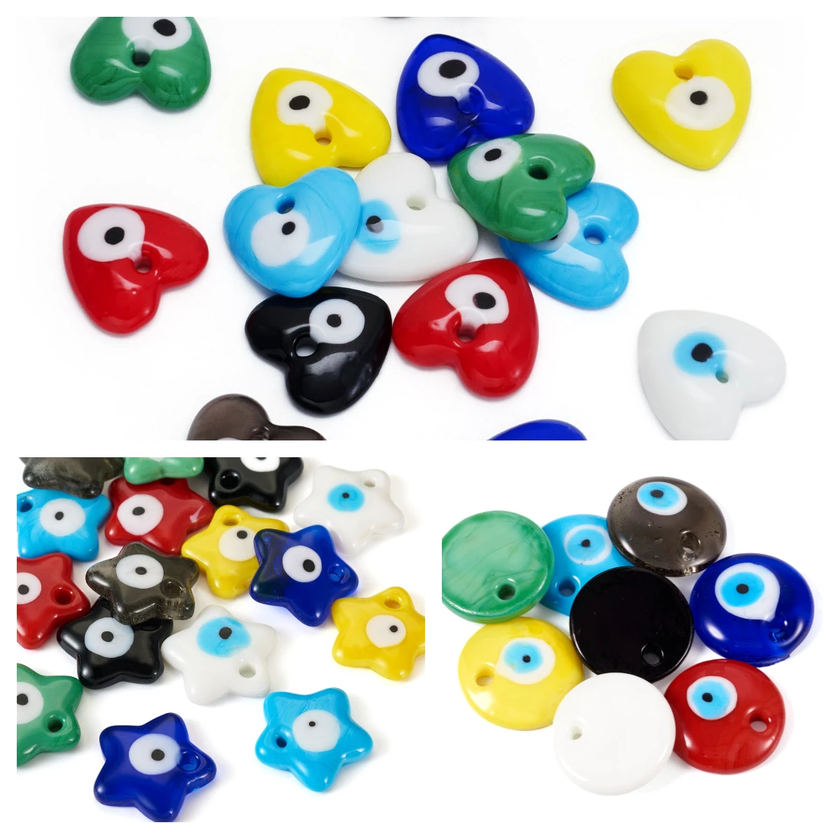 16Pcs Handmade Star & Heart Evil Eye Lampwork Pendants Charms For Jewelry Making Bracelet Earring Necklace Accessories Crafts
16Pcs Handmade Star & Heart Evil Eye Lampwork Pendants Charms For Jewelry Making Bracelet Earring Necklace Accessories Crafts