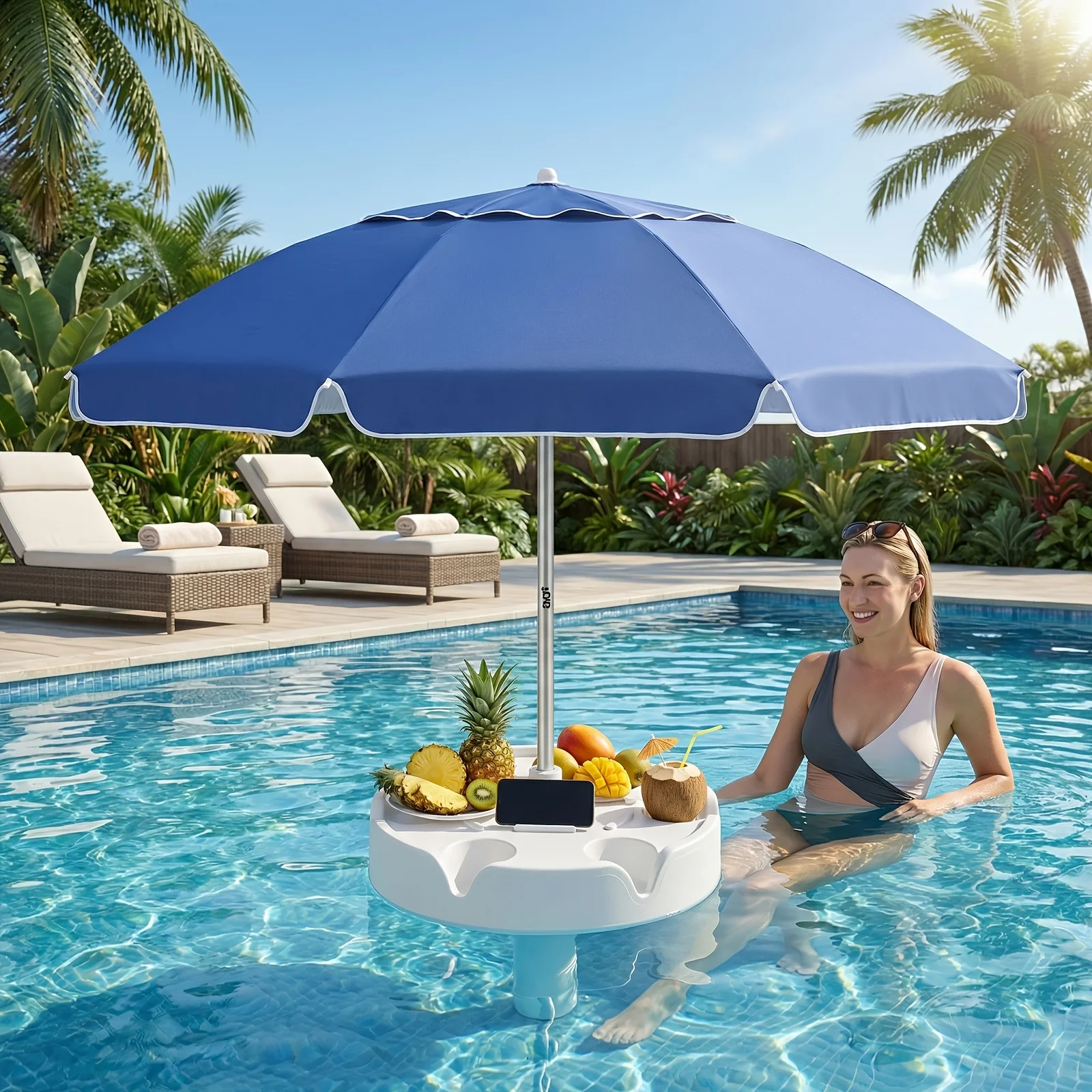 7ft Floating Umbrella for In-Pool Use, Pool Shade Umbrella with Base Cup Holder & Carry Bag, Portable Sun Shelter for Pool
7ft Floating Umbrella for In-Pool Use, Pool Shade Umbrella with Base Cup Holder & Carry Bag, Portable Sun Shelter for Pool