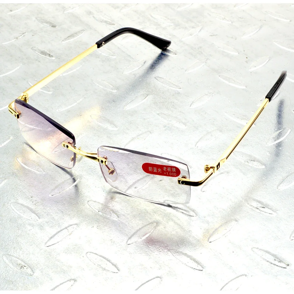 Gold Frame Titanium Alloy 15 Layers Coated Medical Silicone Nose Pads Antislip Temple Rimless Frame Reading Glasses +0.75 To +4
Gold Frame Titanium Alloy 15 Layers Coated Medical Silicone Nose Pads Antislip Temple Rimless Frame Reading Glasses +0.75 To +4
