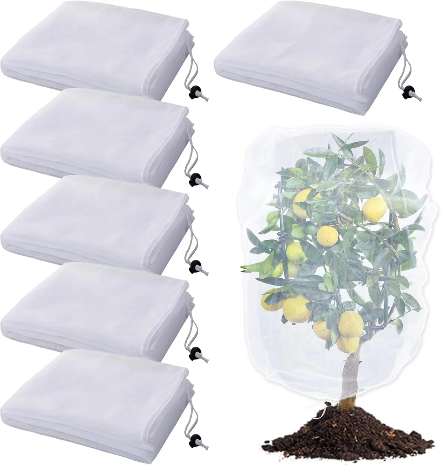 6 Pack Insect Bird Netting Cover 3.3x5FT Garden Netting with Drawstring, Fine Mesh Fruit Tree Net for Blueberry Bushes, Protect
6 Pack Insect Bird Netting Cover 3.3x5FT Garden Netting with Drawstring, Fine Mesh Fruit Tree Net for Blueberry Bushes, Protect