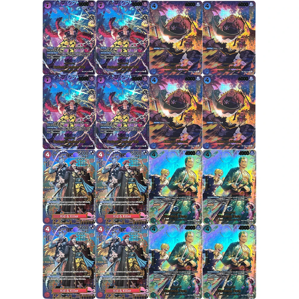 4Pcs DIY One Piece GameCard Edward Weevil Eustass Captaln Kid Kid Killer Nami Otama Portgas.D.Ace Roronoa Zoro Foil Texture Card
4Pcs DIY One Piece GameCard Edward Weevil Eustass Captaln Kid Kid Killer Nami Otama Portgas.D.Ace Roronoa Zoro Foil Texture Card