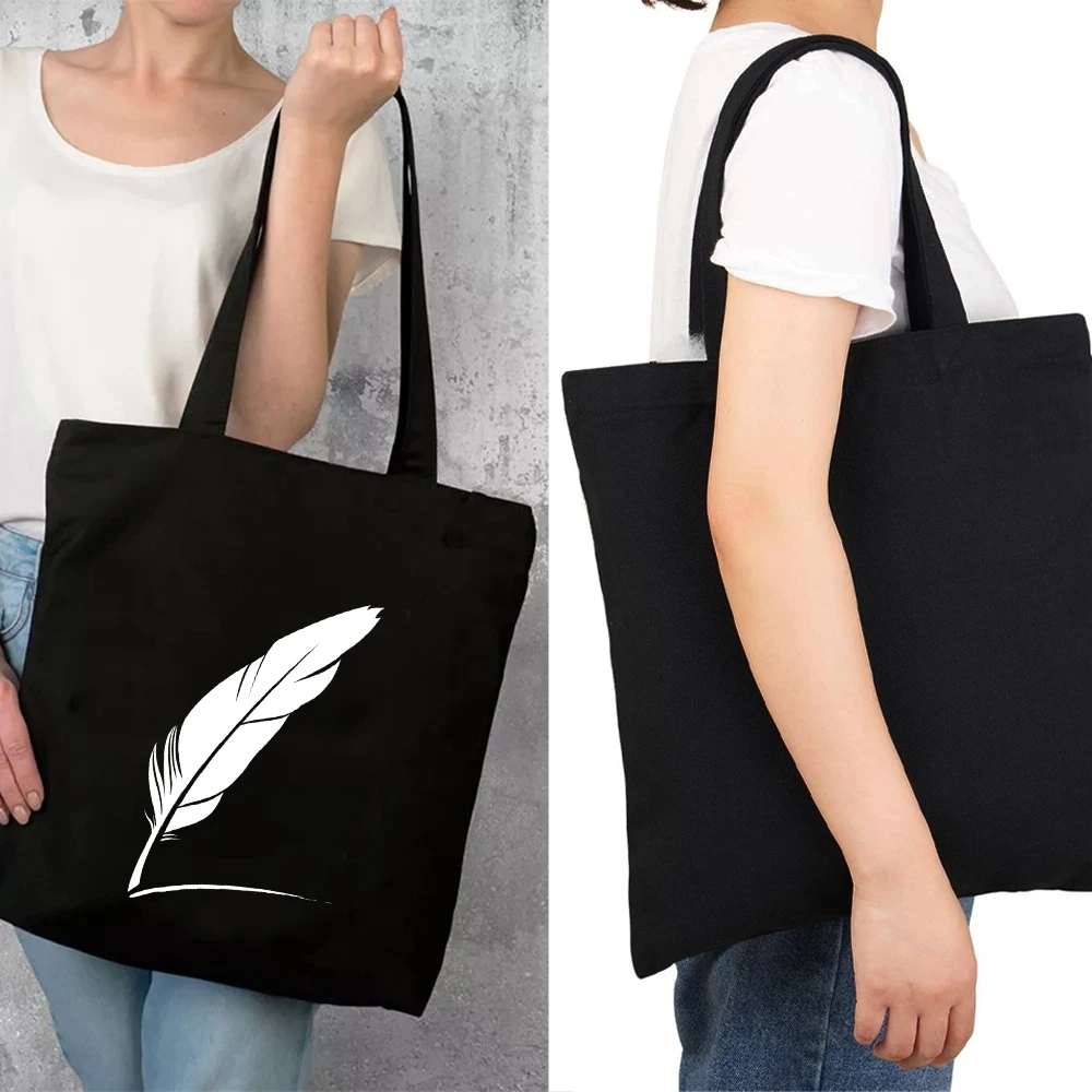 Women's Shopper Shopping Bags Feather Pattern Tote Bag Shoulder Large Capacity Wild Reusable Eco Canvas Grocery Handbag
Women's Shopper Shopping Bags Feather Pattern Tote Bag Shoulder Large Capacity Wild Reusable Eco Canvas Grocery Handbag