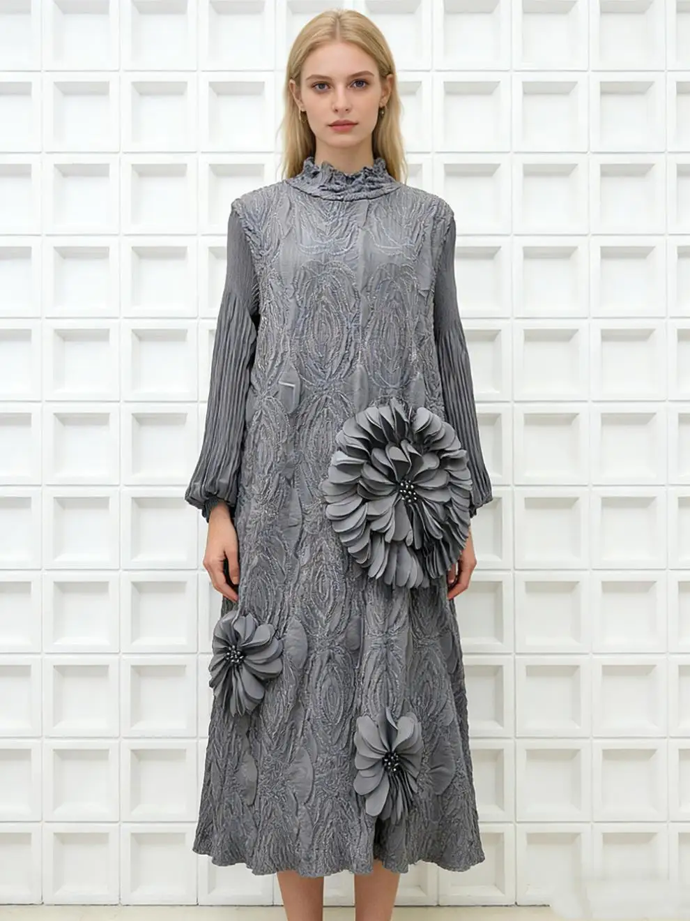 High Quality 3D Big Flower Embroidery Dresses Spring Women Lantern Sleeve O Neck Dress Autumn High Waist Loose Knee Length Dress
High Quality 3D Big Flower Embroidery Dresses Spring Women Lantern Sleeve O Neck Dress Autumn High Waist Loose Knee Length Dress