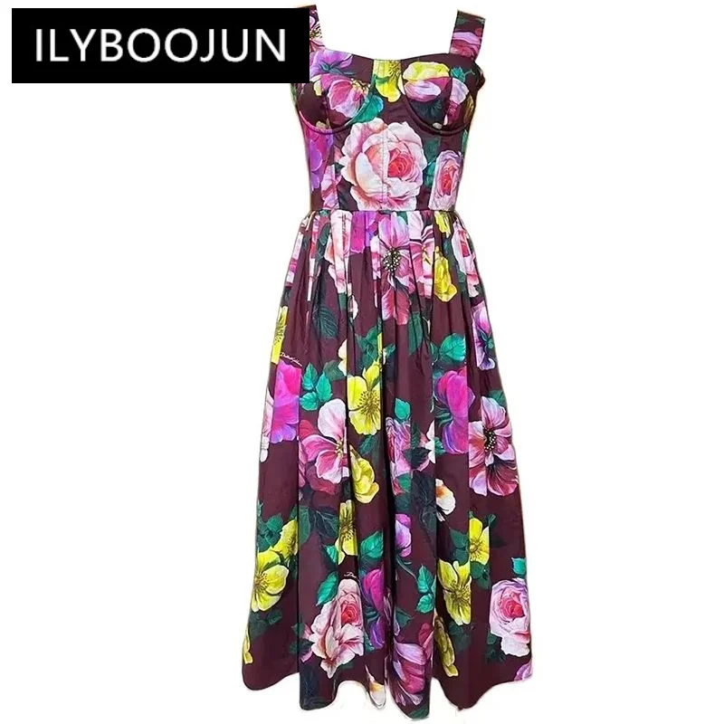 ILYBOOJUN Designer Summer Vintage Cotton Dress Women's Spaghetti Strap High Waiste Flower Print Elegant Party Backless Dresses
ILYBOOJUN Designer Summer Vintage Cotton Dress Women's Spaghetti Strap High Waiste Flower Print Elegant Party Backless Dresses
