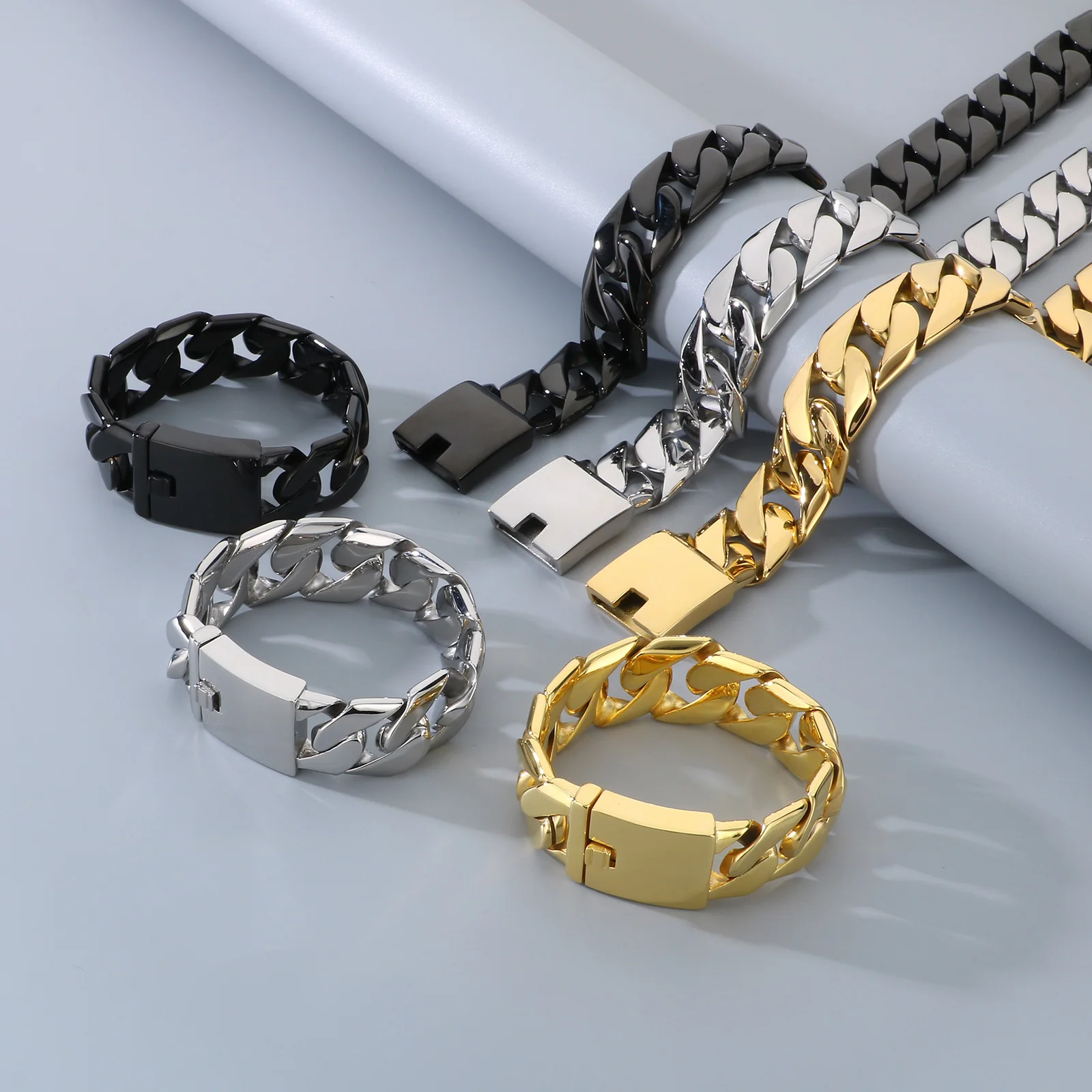 24mm Fashion Men's Cuban Chain Bracelet Stainless Steel Shining Thick Necklace Gold Color Bracelet Necklace Set Jewelry Party
24mm Fashion Men's Cuban Chain Bracelet Stainless Steel Shining Thick Necklace Gold Color Bracelet Necklace Set Jewelry Party