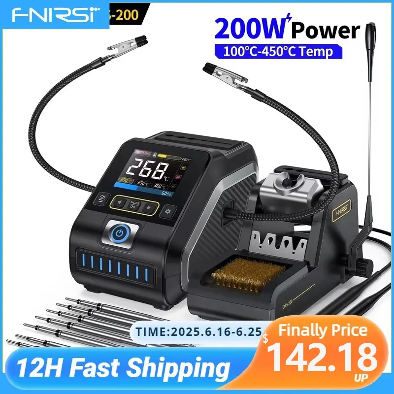 FNIRSI DWS-200 200W Power Repaid Heating Soldering Iron Staion C210 C245 Solder Iron Handle Electronic Welding Rework Station
FNIRSI DWS-200 200W Power Repaid Heating Soldering Iron Staion C210 C245 Solder Iron Handle Electronic Welding Rework Station